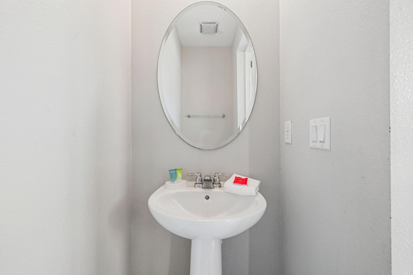Half bathroom at patio area