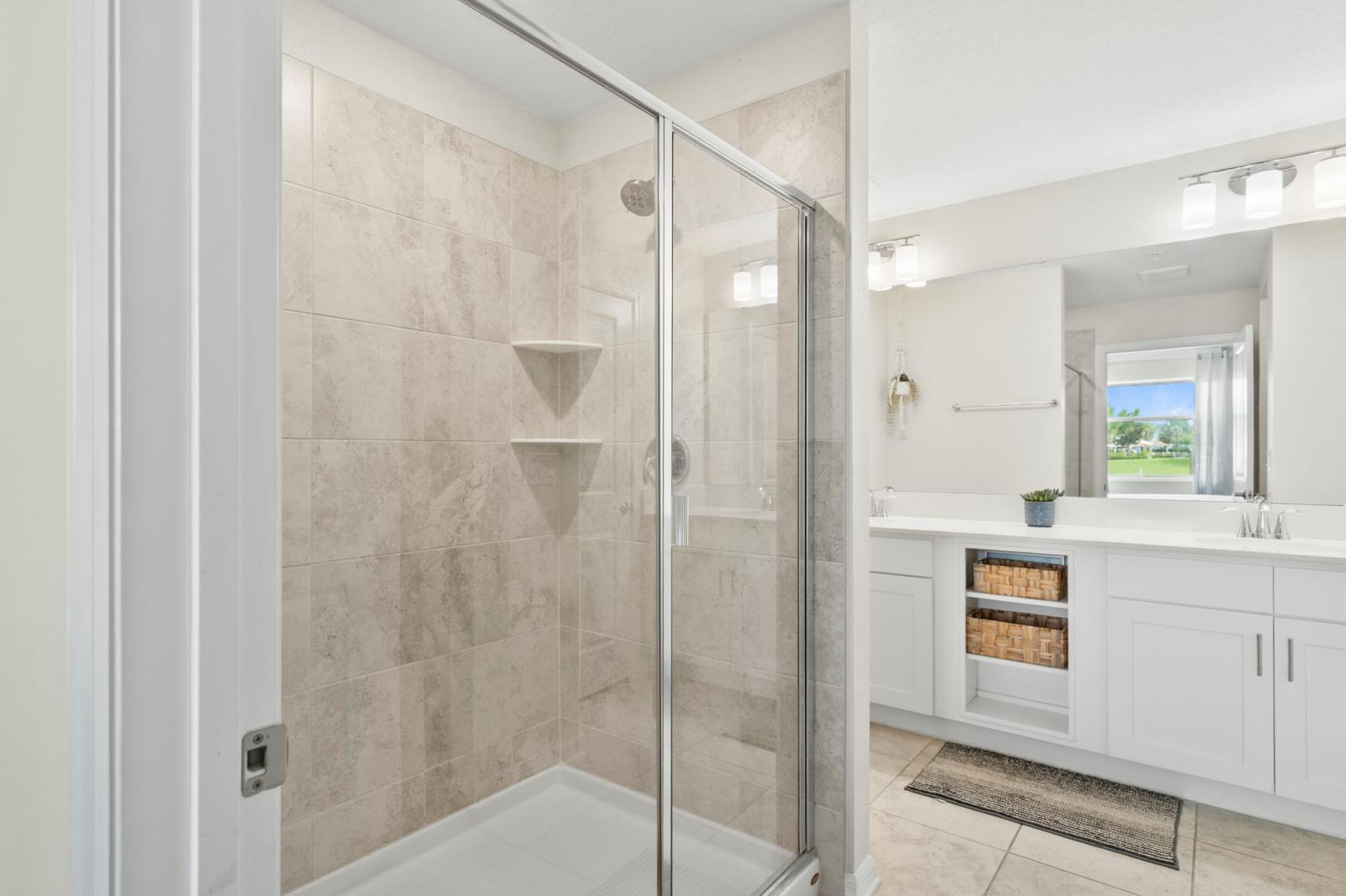 Bathroom 1 with a walk in shower