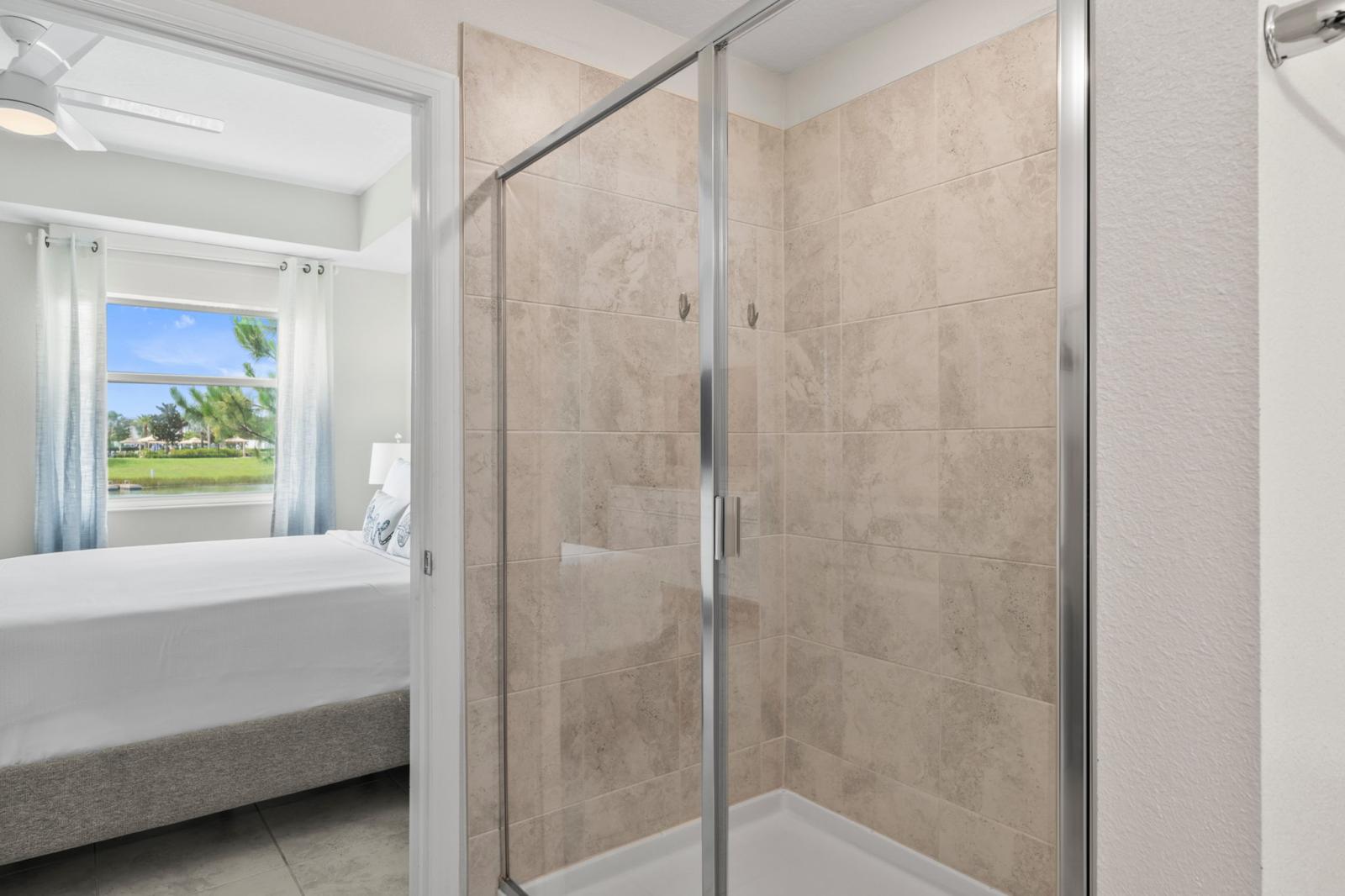 Bathroom 1 with a walk in shower
