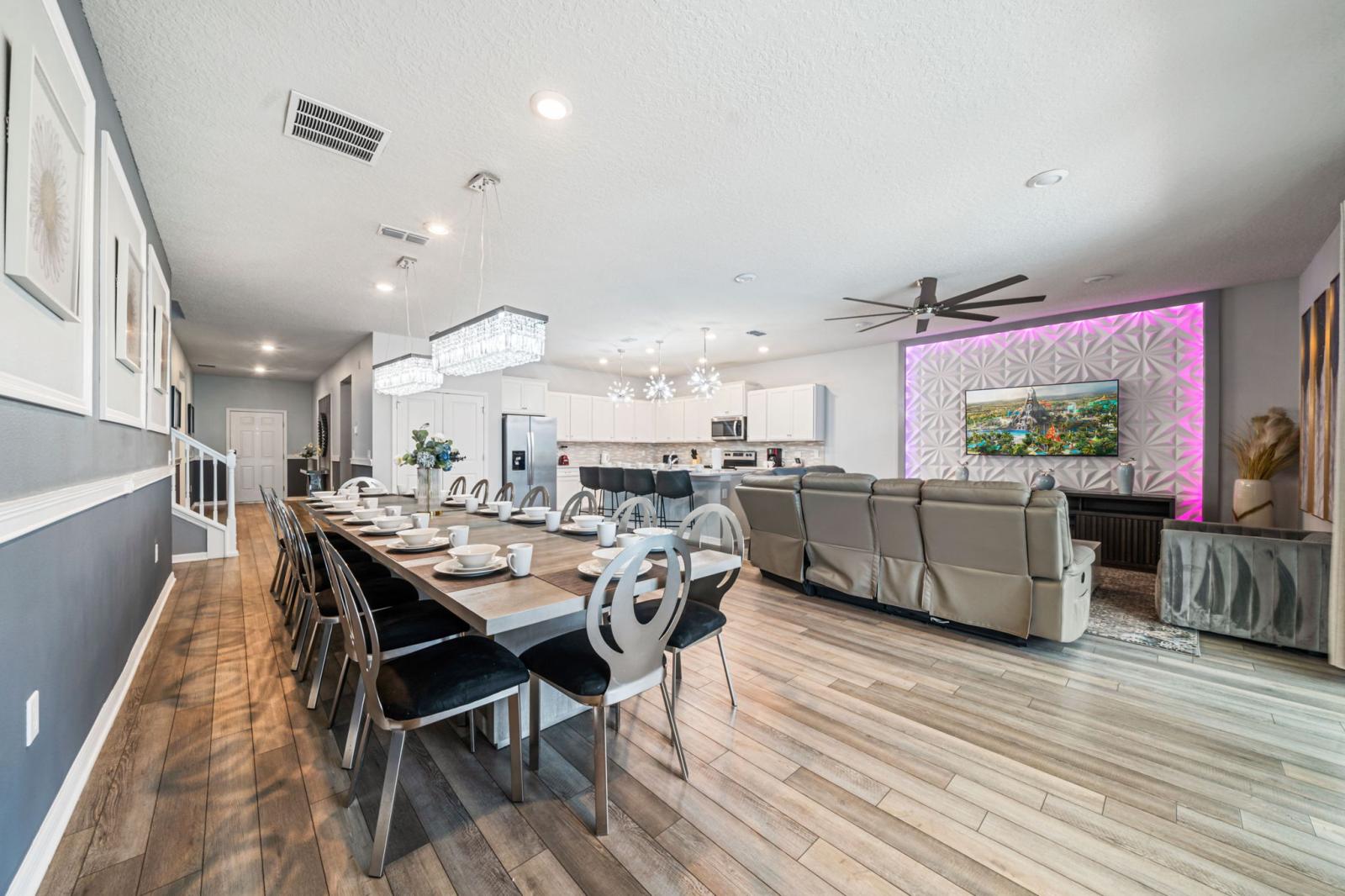 Spacious, elegant, modern, inviting and grand dining area