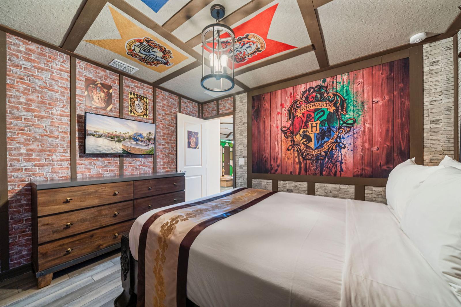 Bedroom 6 Harry Potter theme room with a queen size bed