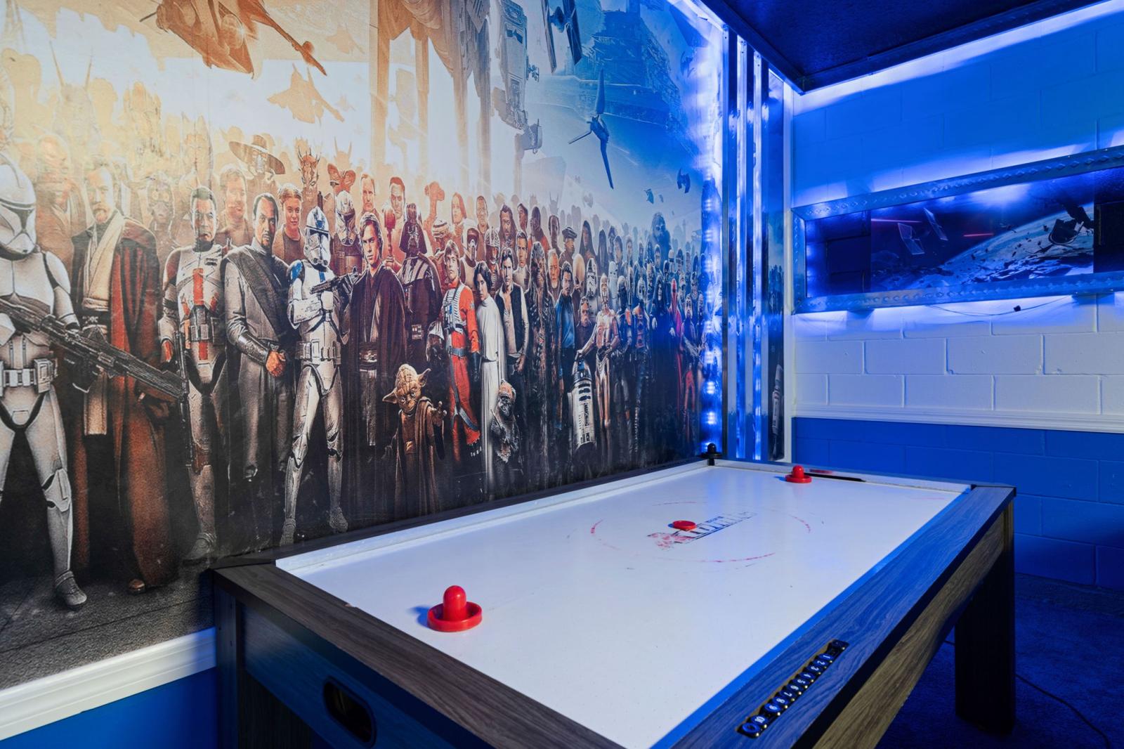 Game room: Air hockey table