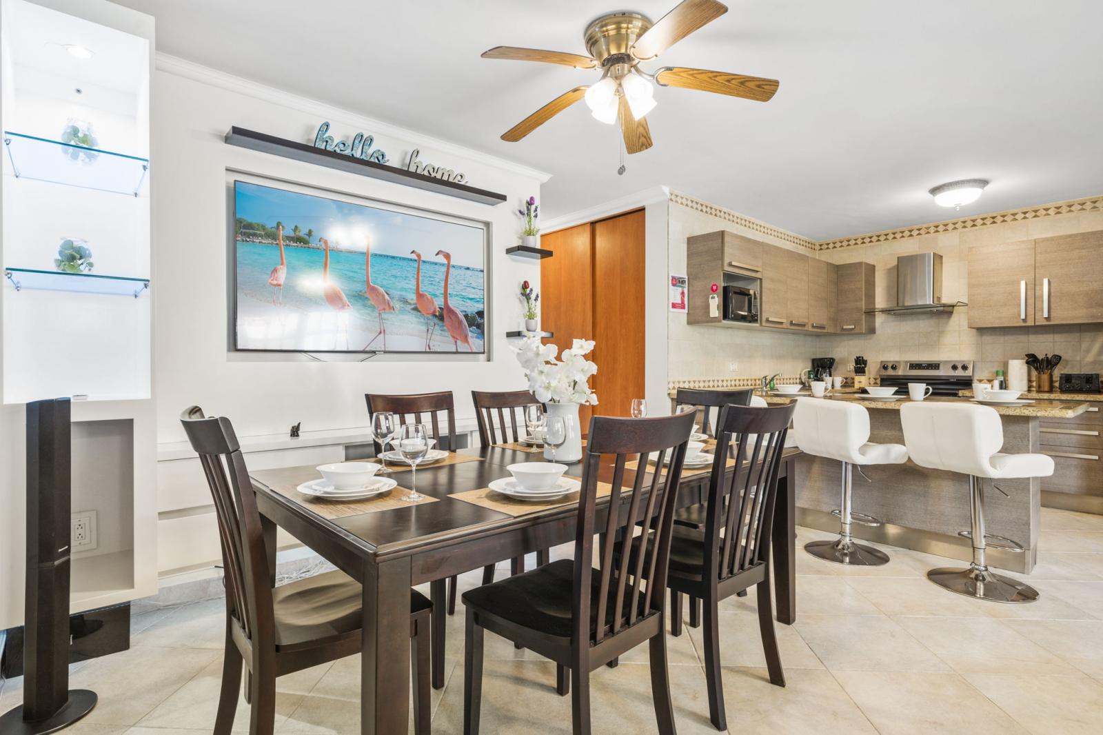 Kitchen has a breakfast bar