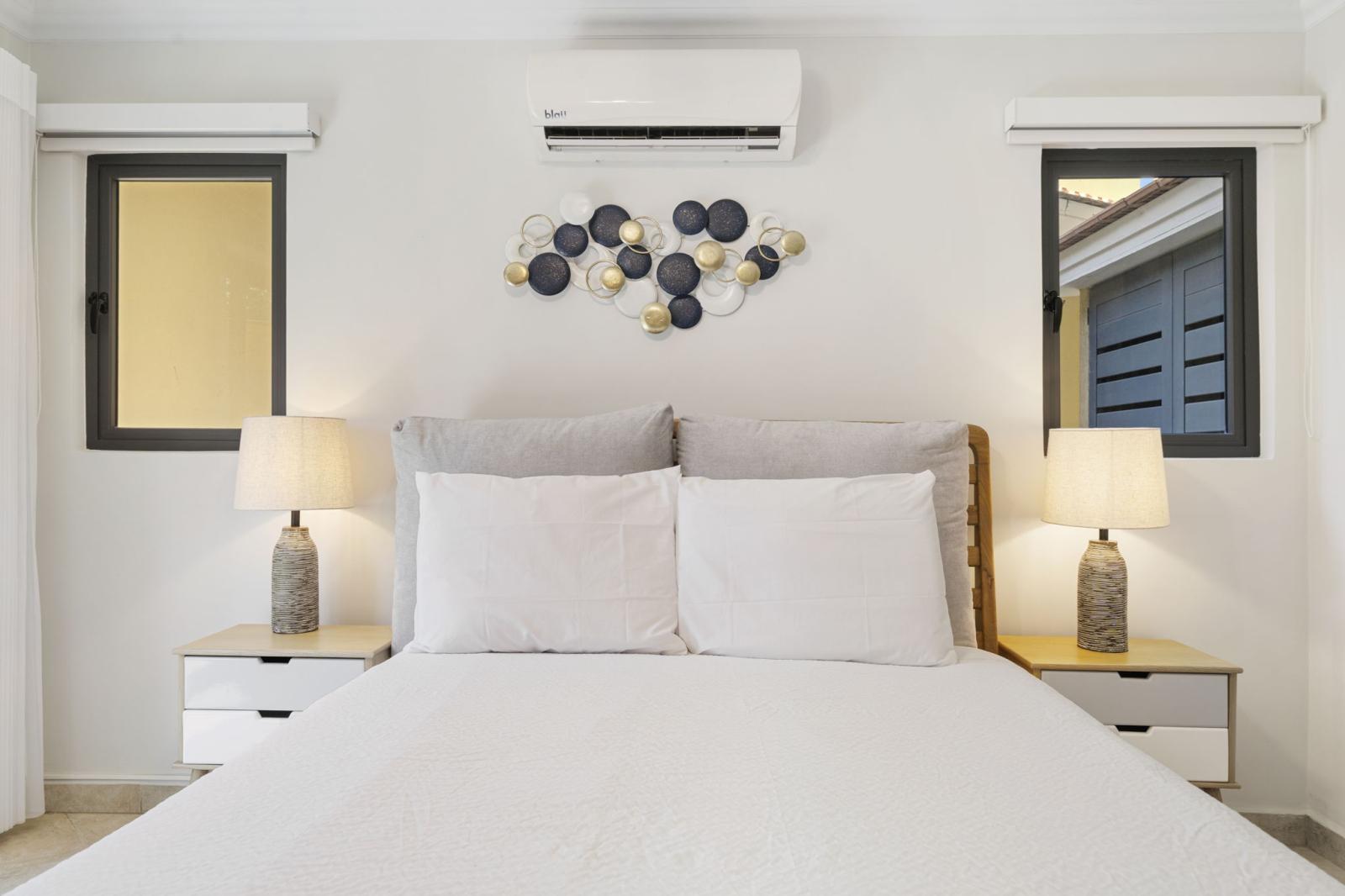 Stylish bedroom 1 with an attached bathroom