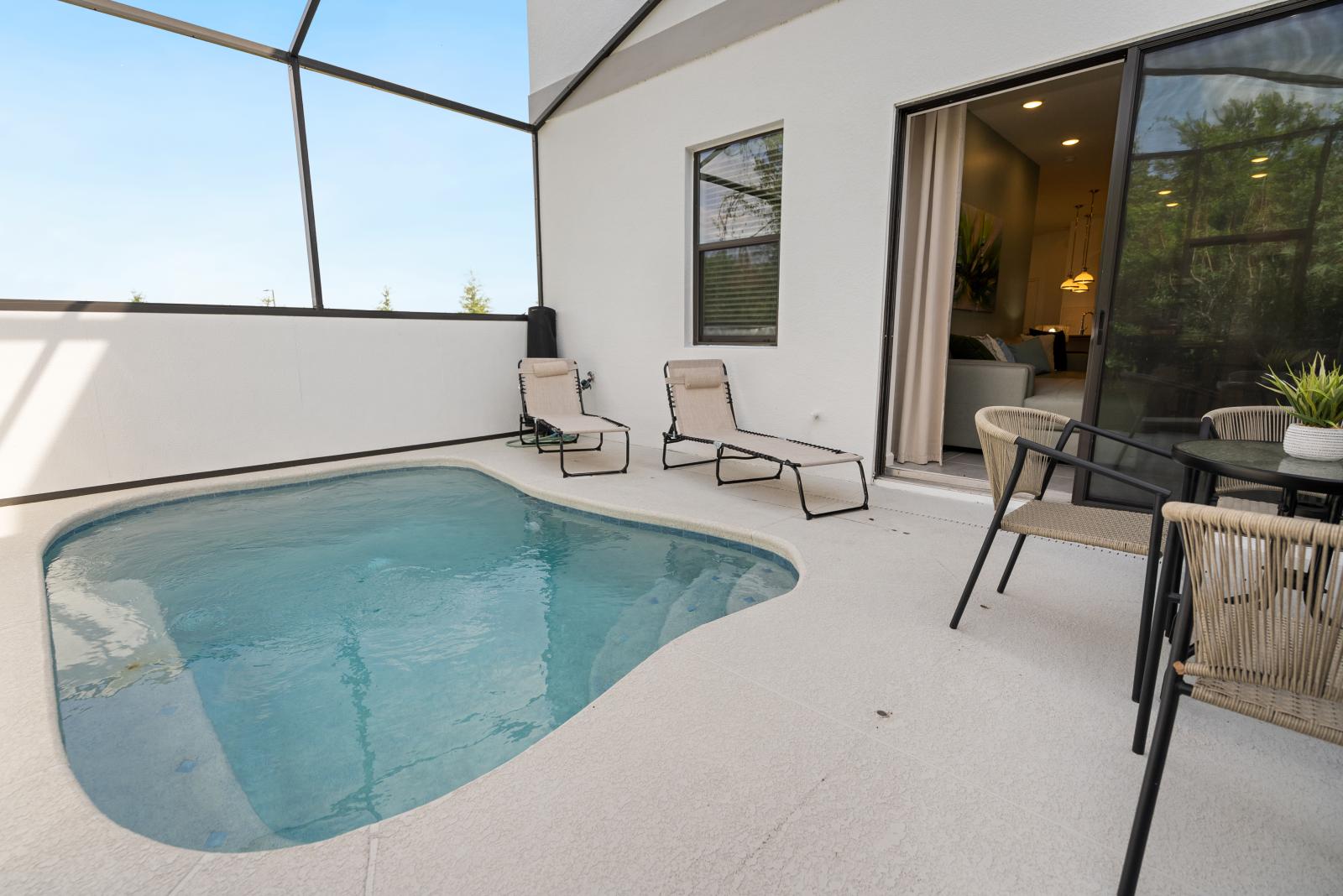 Private pool with lounge chair