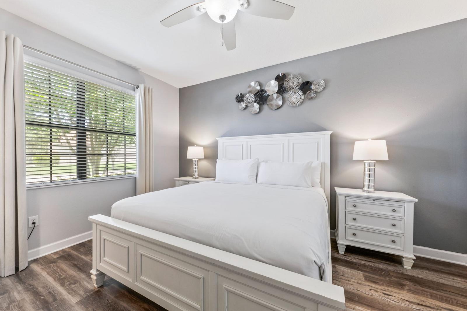 Bedroom 1 with a king size bed and a private bathroom