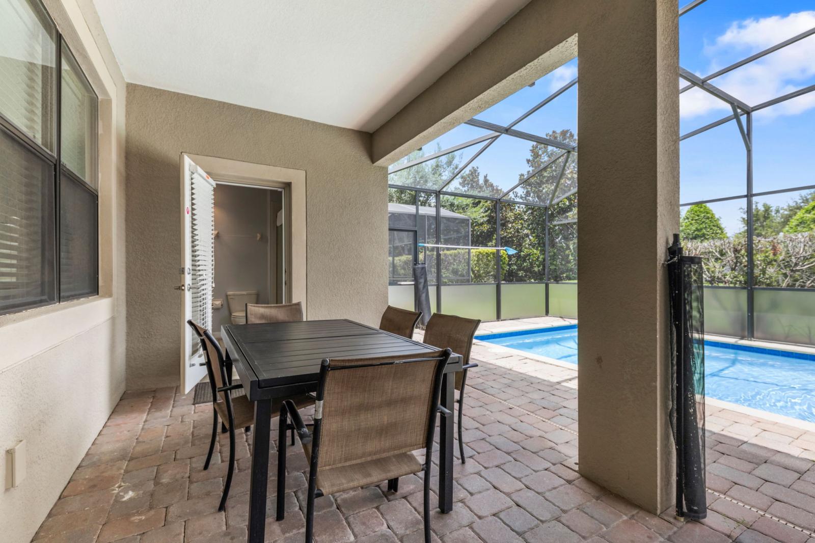 Private Pool and Spa with outdoor dining