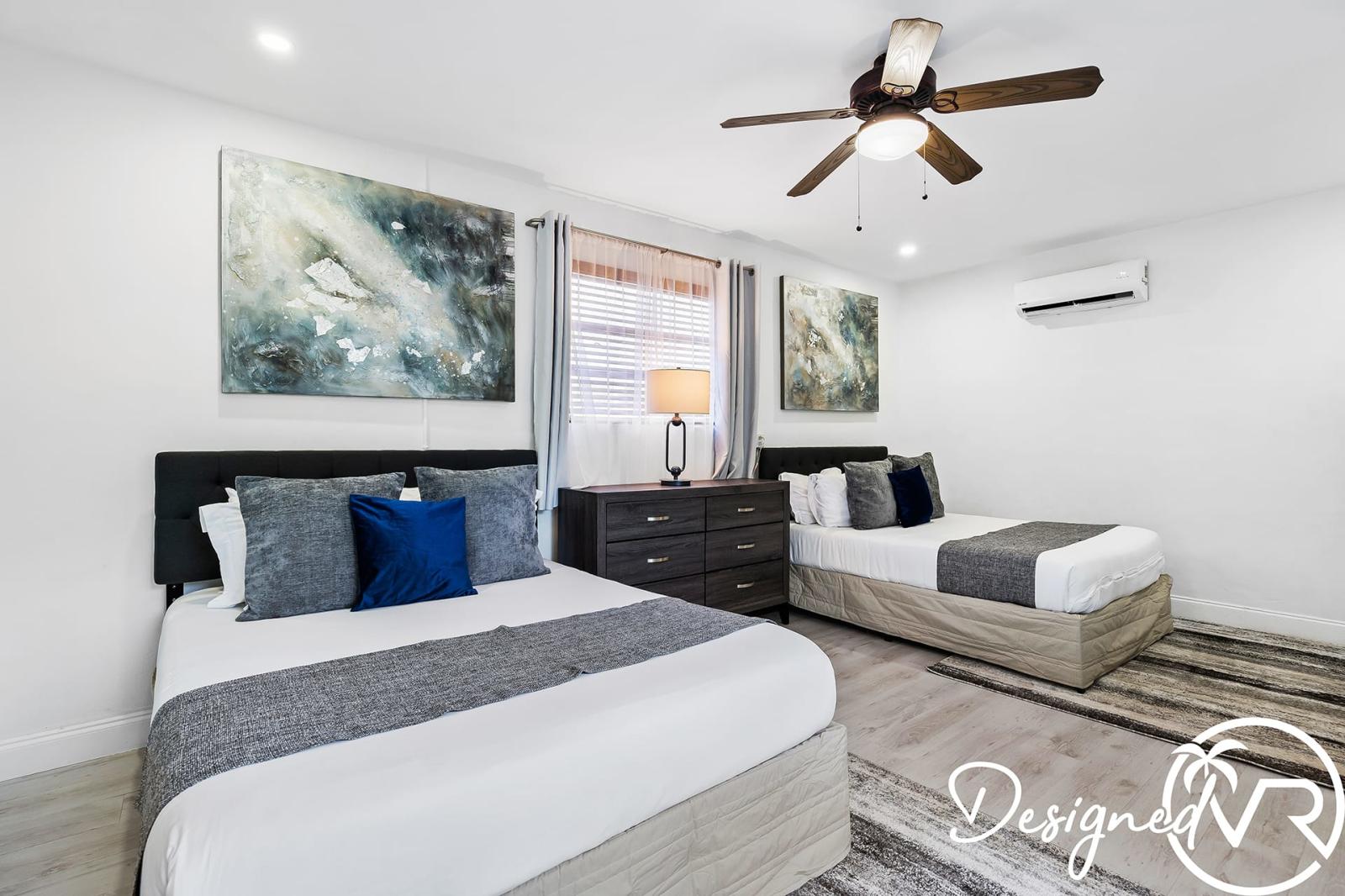 Bedrooms with new beds and linens