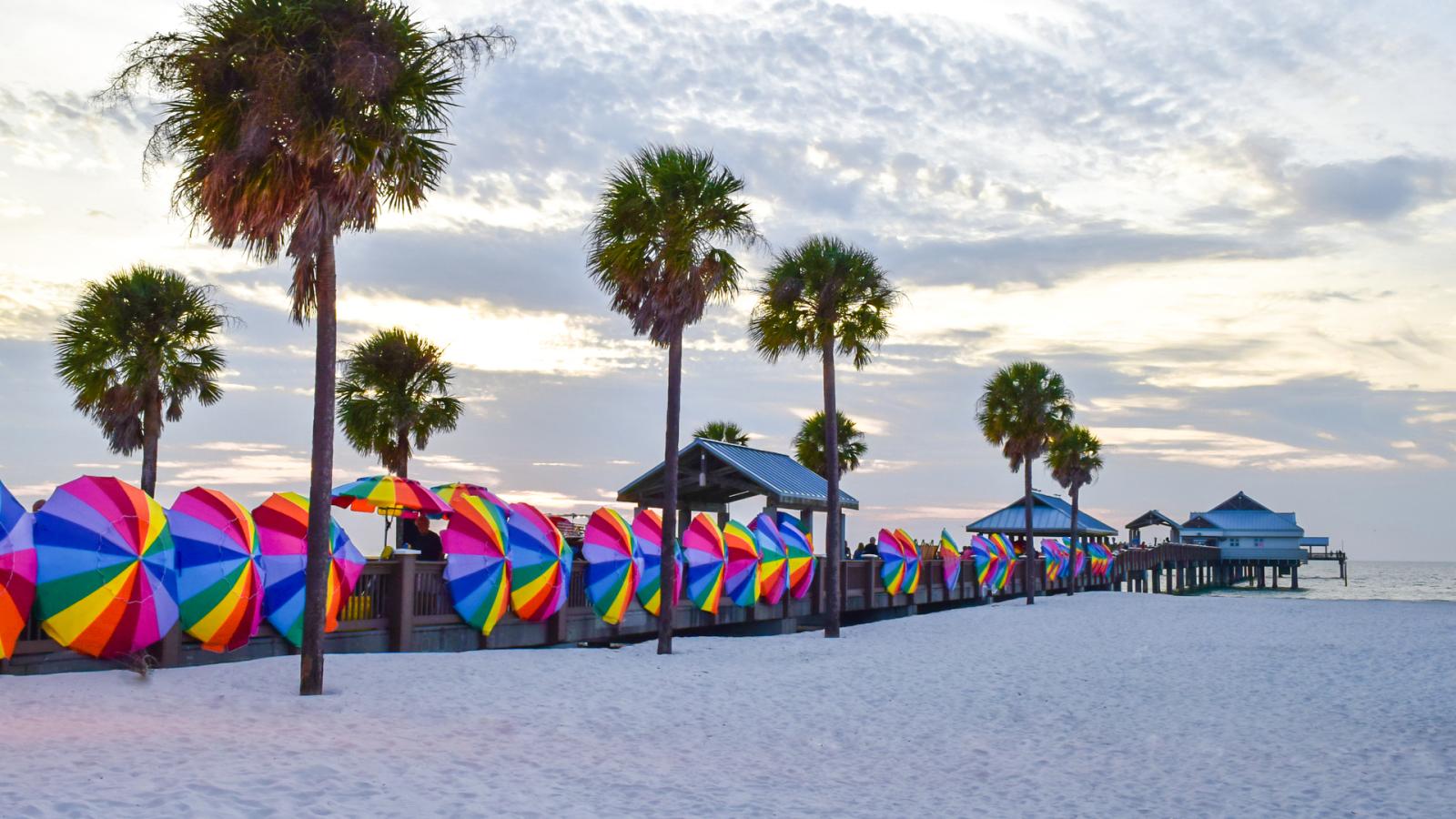 Pier 60 at Sunset with Umbrellas - Clearwater Beach