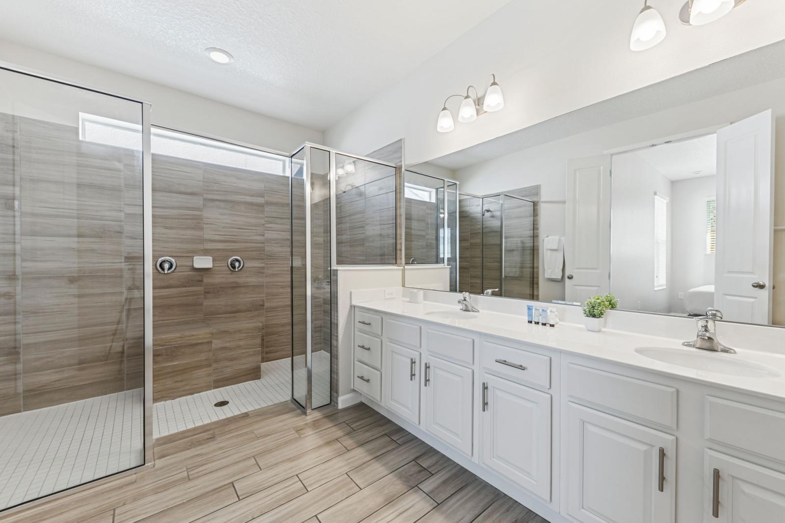 Bathroom 1 with a walk in shower