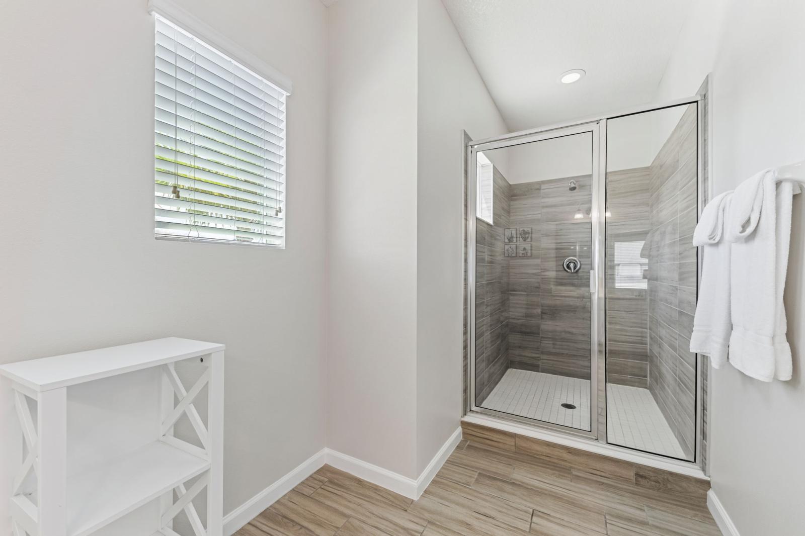 Bathroom 1 with a walk in shower