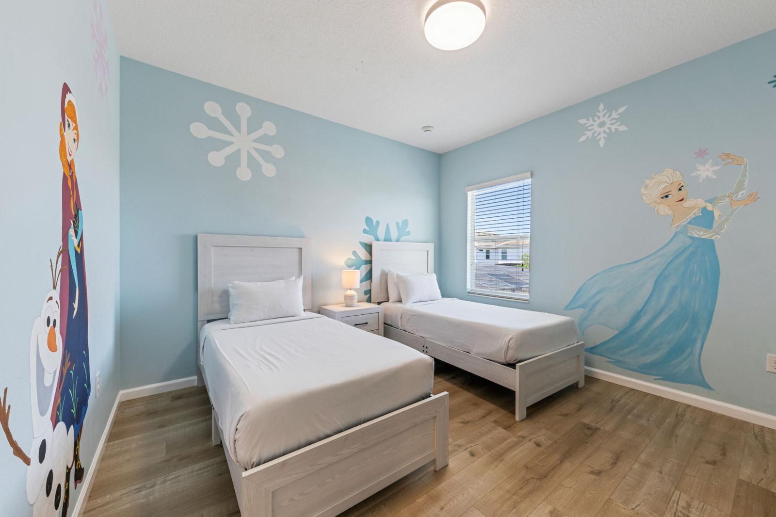 Bedroom 3 with 2 single beds and a private bathroom
