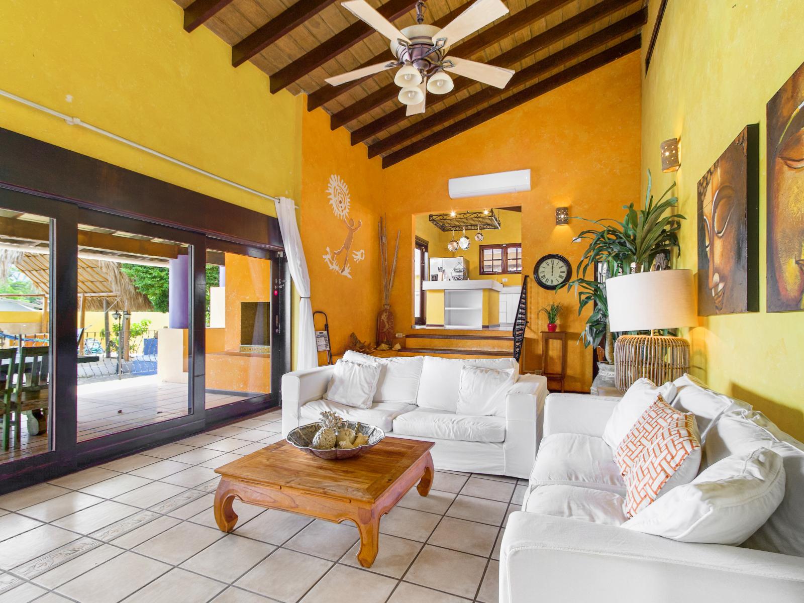 Spacious Living room with sliding doors to patio