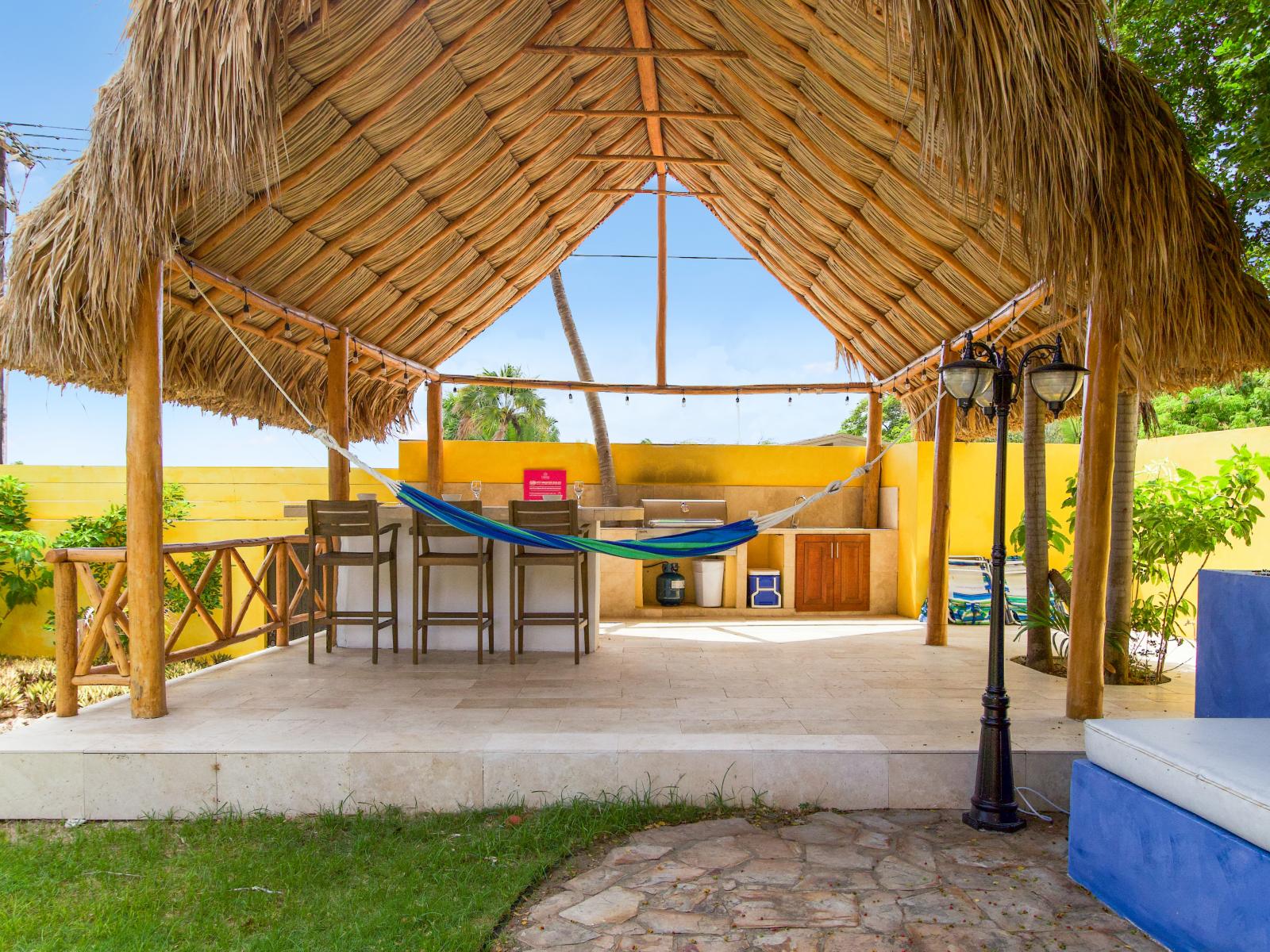 Tropical Vibes underneath the palapa with grill