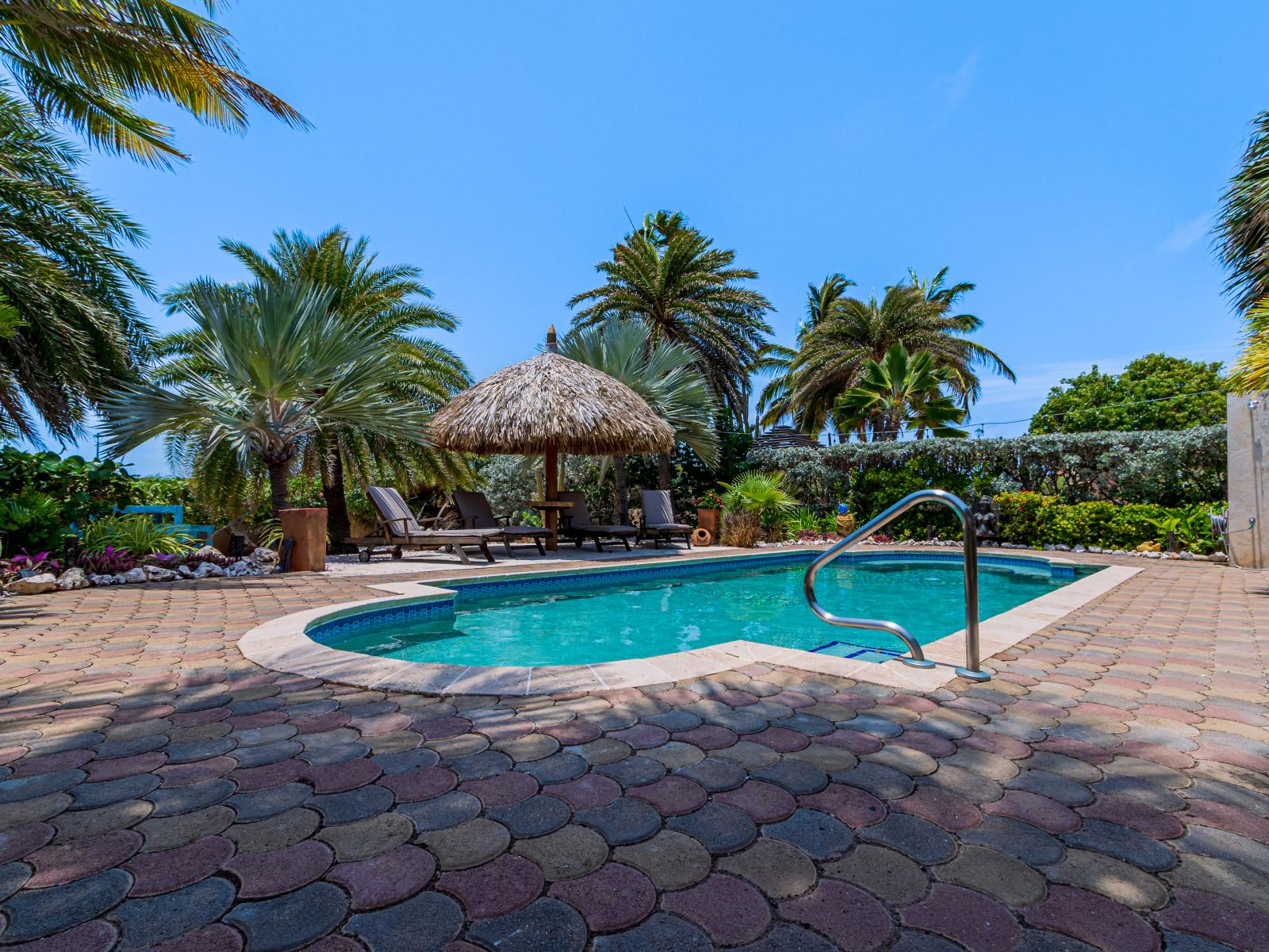 Enjoy our poolside lounging chairs, perfect for soaking up the sun and relaxing by the water.