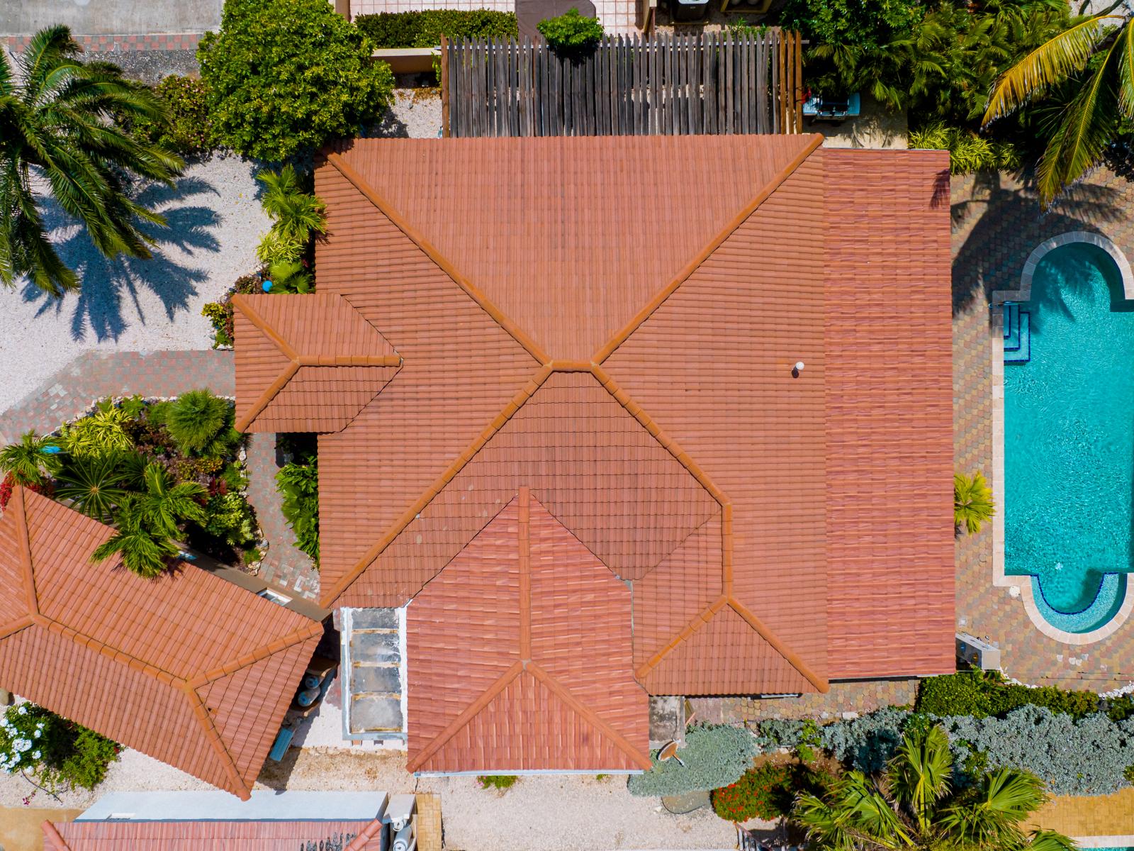 Aerial view showcasing the home's layout and surroundings.