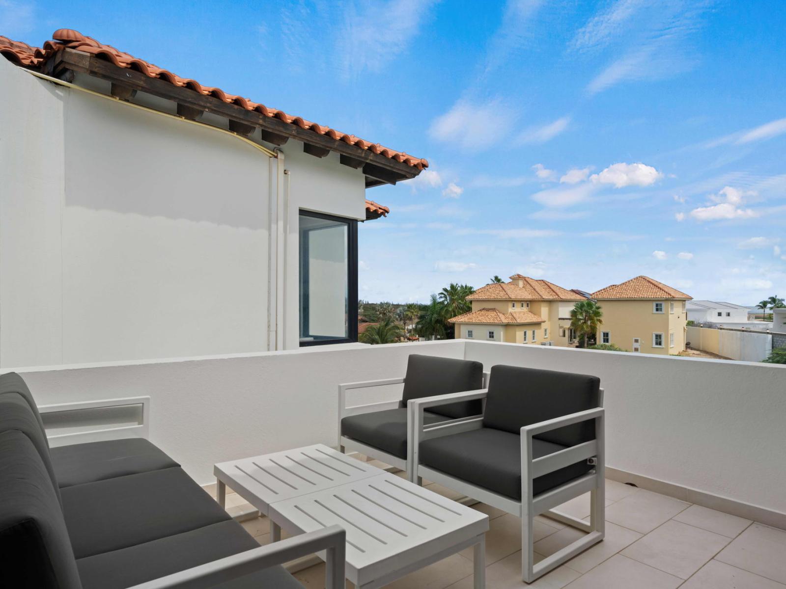 Balcony with cozy seating options