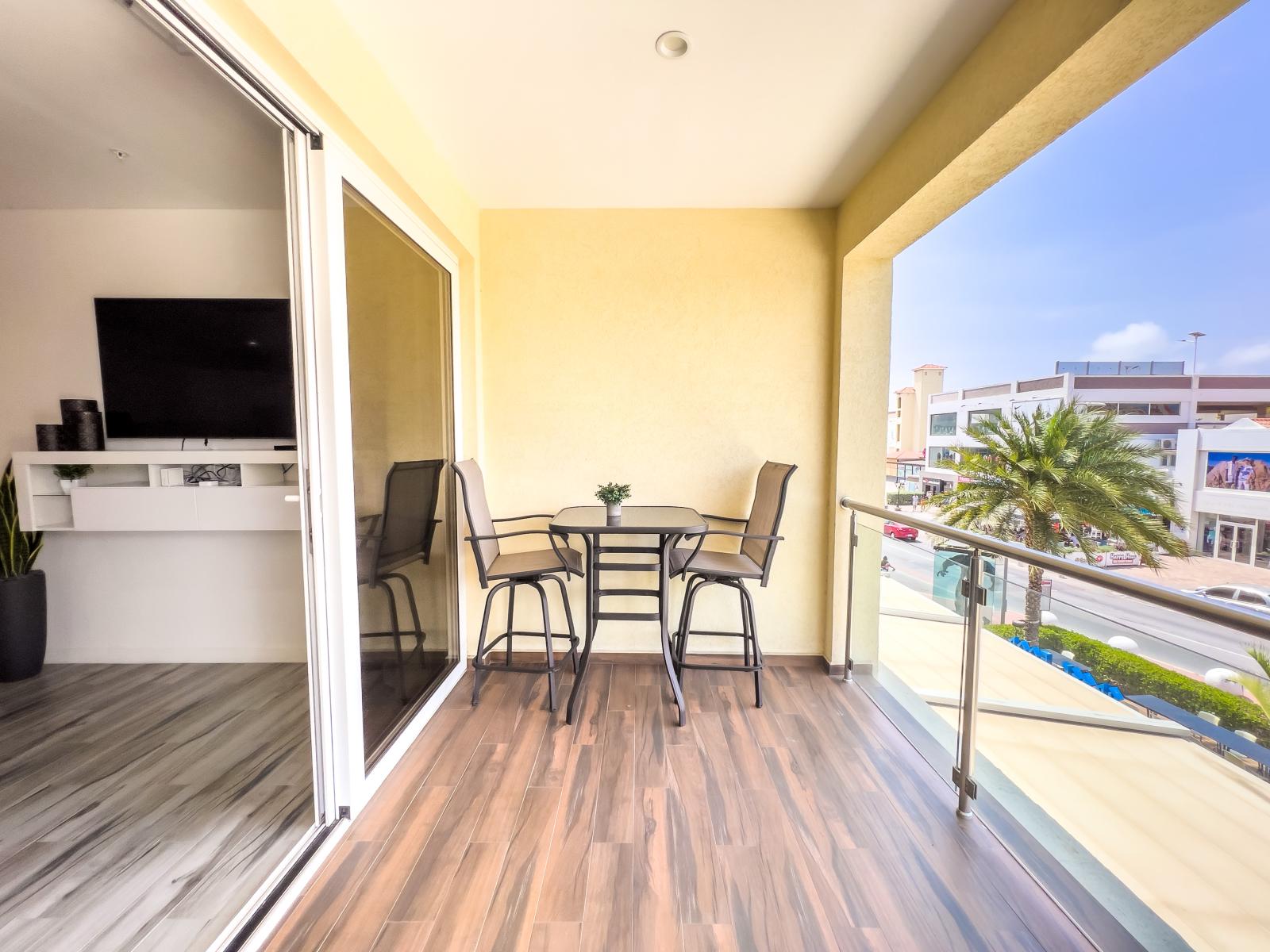 Unwind and relax on your own private balcony. - Enjoy breathtaking views from the private balcony of the 2BR condo. - Start your day with coffee and sunrise with views from the private balcony. - Perfect spot for sitting and refreshment