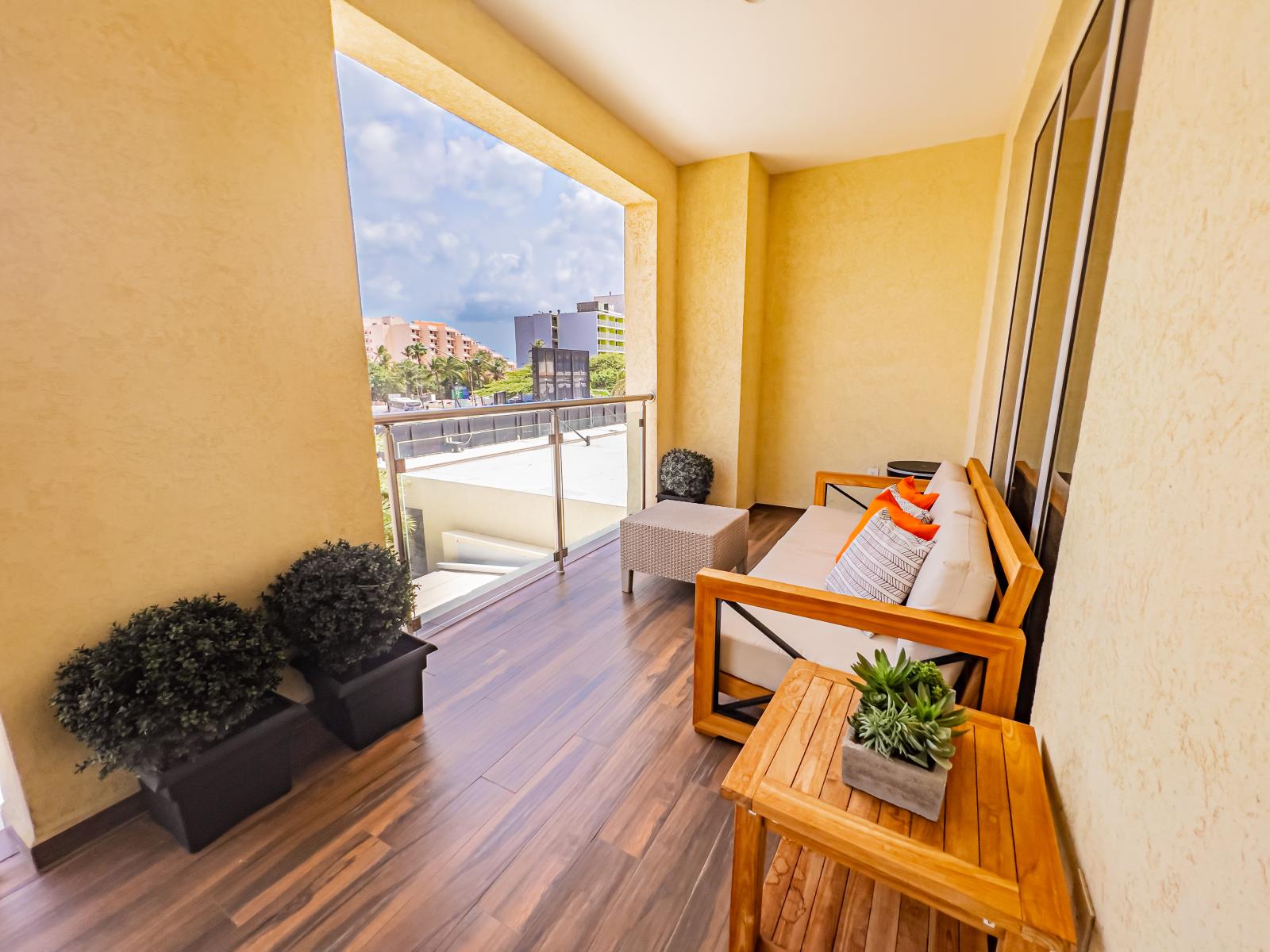 Relax and refresh on your private balcony, offering spectacular views. Begin your day with coffee and a sunrise, making this the perfect spot to unwind.