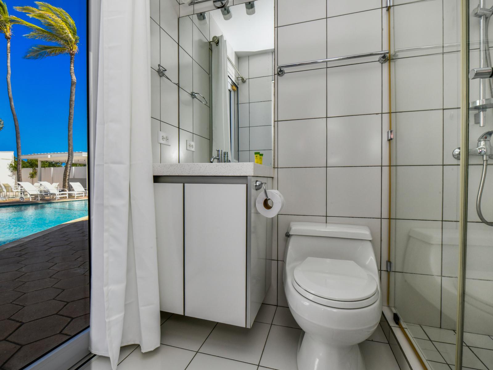 Enjoy the sparkling cleanliness of our well-maintained bathroom.