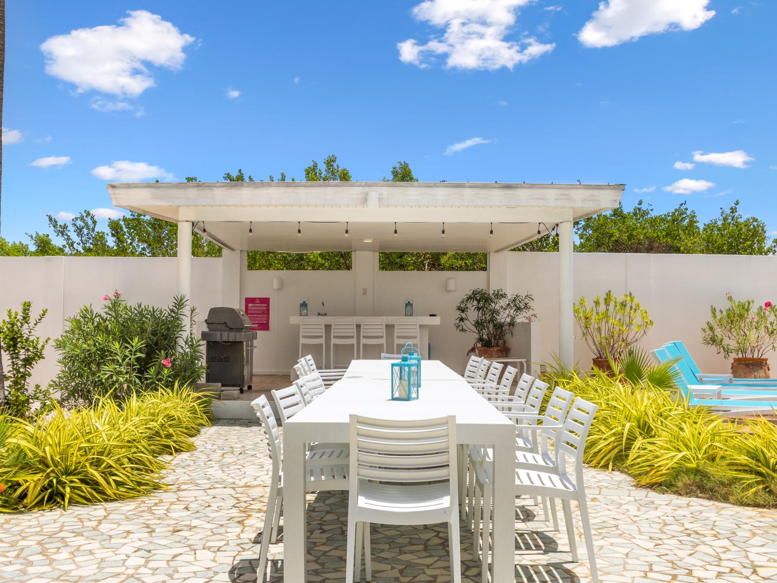 Poolside dining with a view that's just as refreshing as the meal!