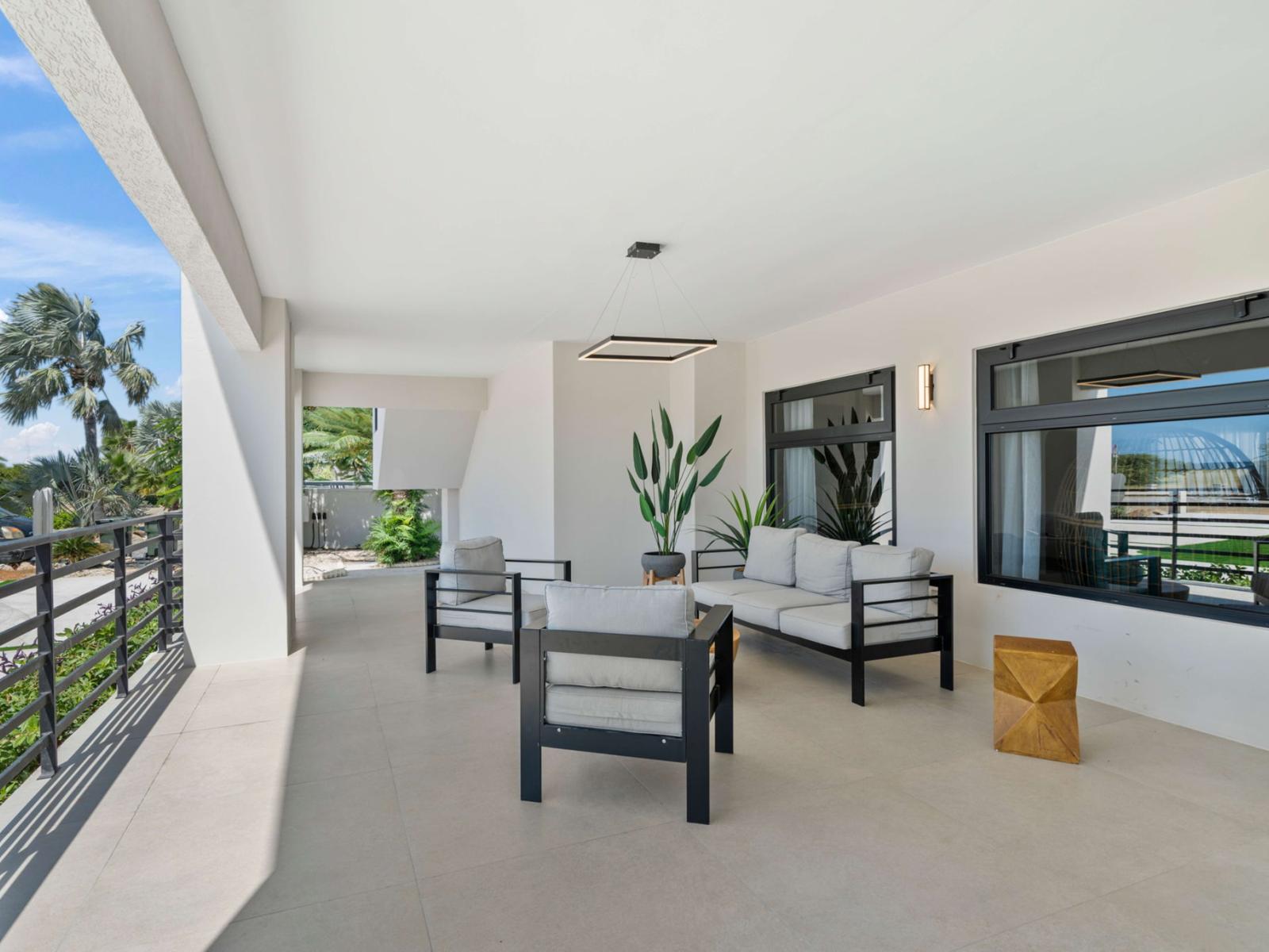 Lounge area on the spacious front porch