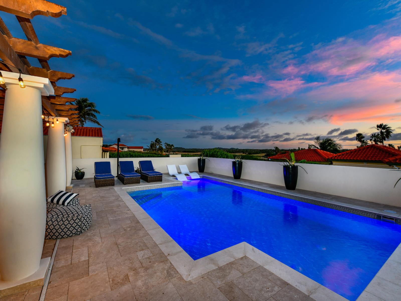 Posh Private pool of the Villa in Noord Aruba - Dive into a refreshing poolside escape - Enjoy leisurely moments in inviting pool area - Experience ultimate relaxation in poolside paradise