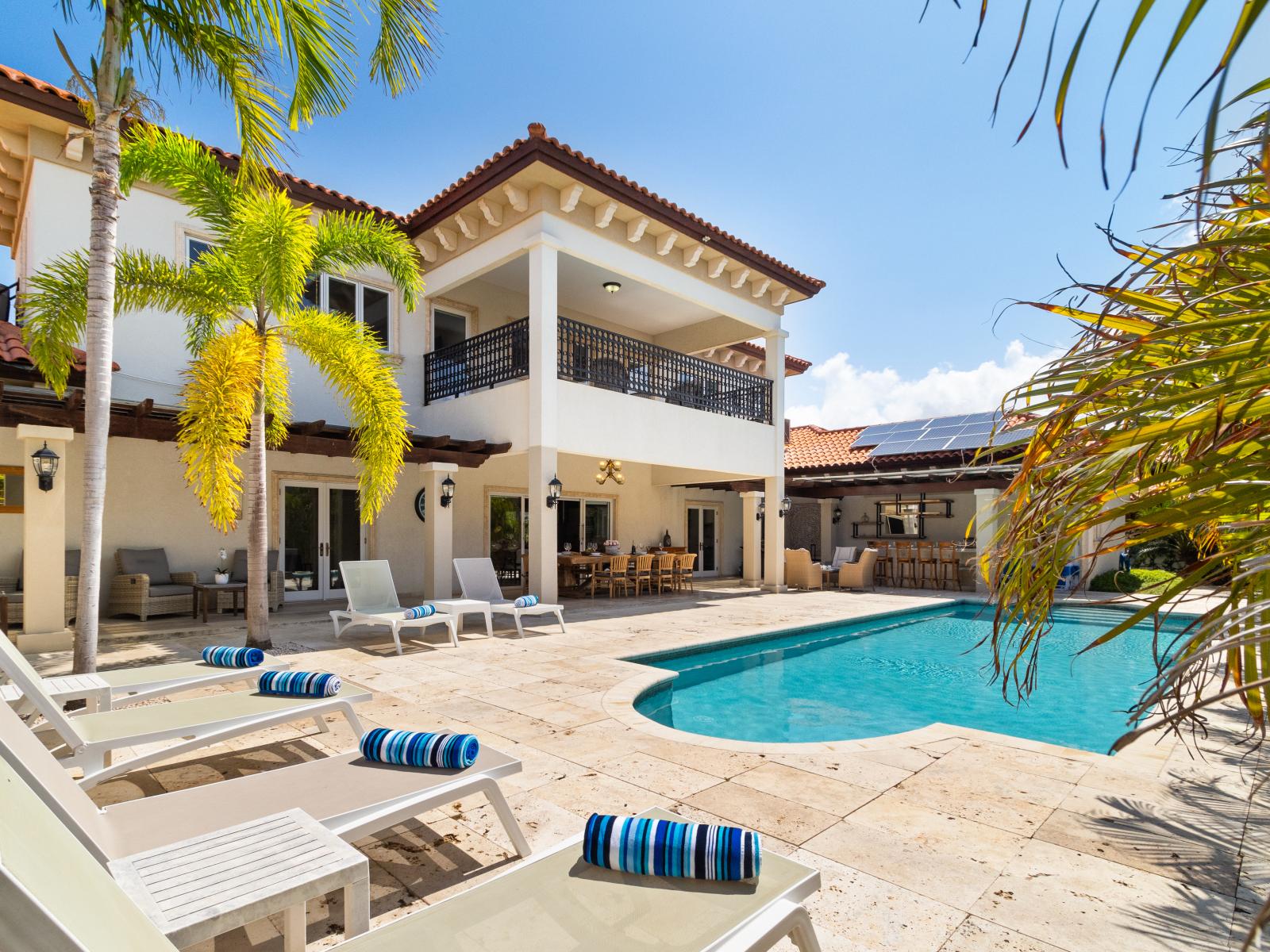 Take in the view of the home from the backyard.