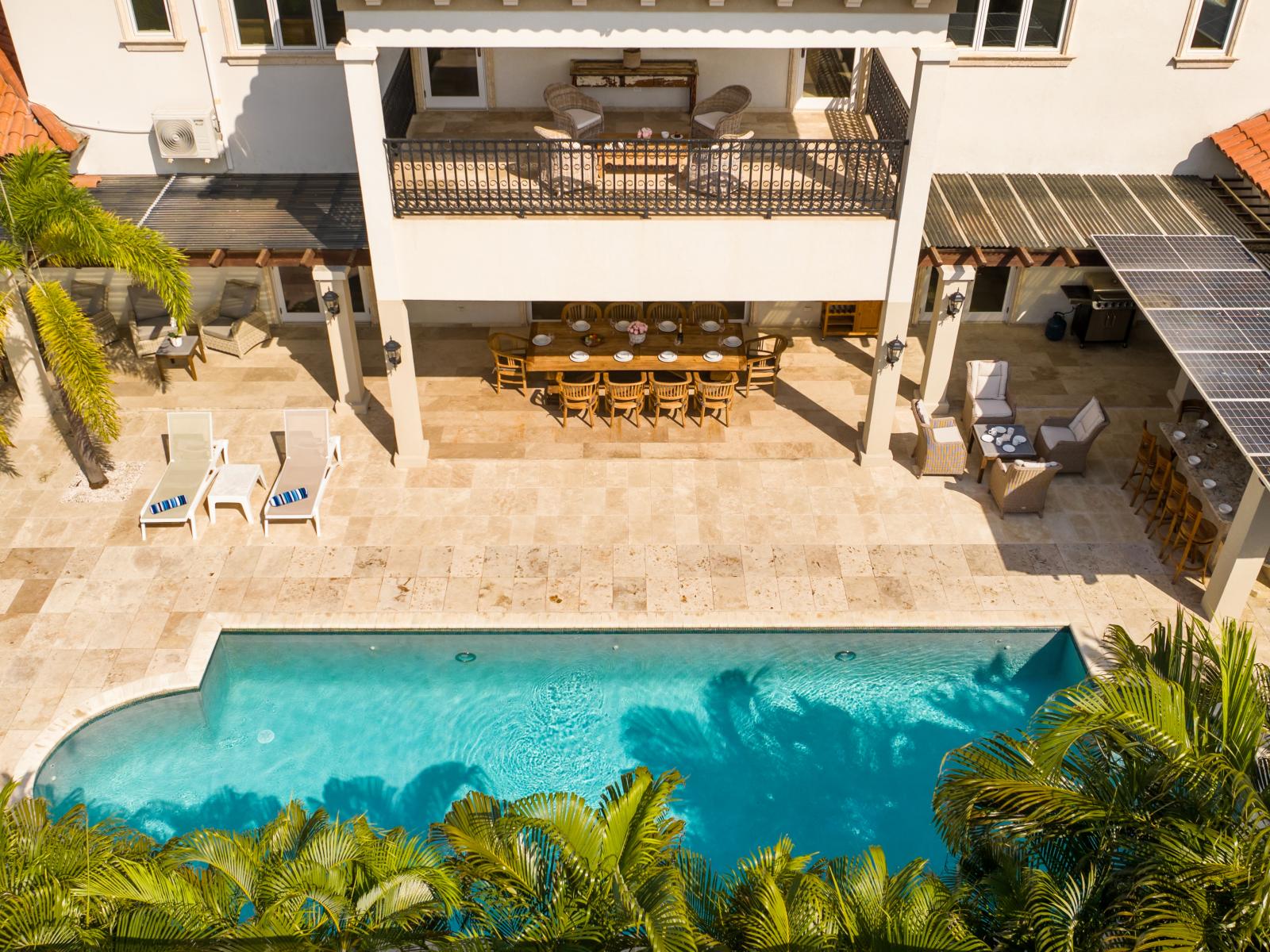 Pool and balcony, offering a seamless blend of relaxation and stunning views.