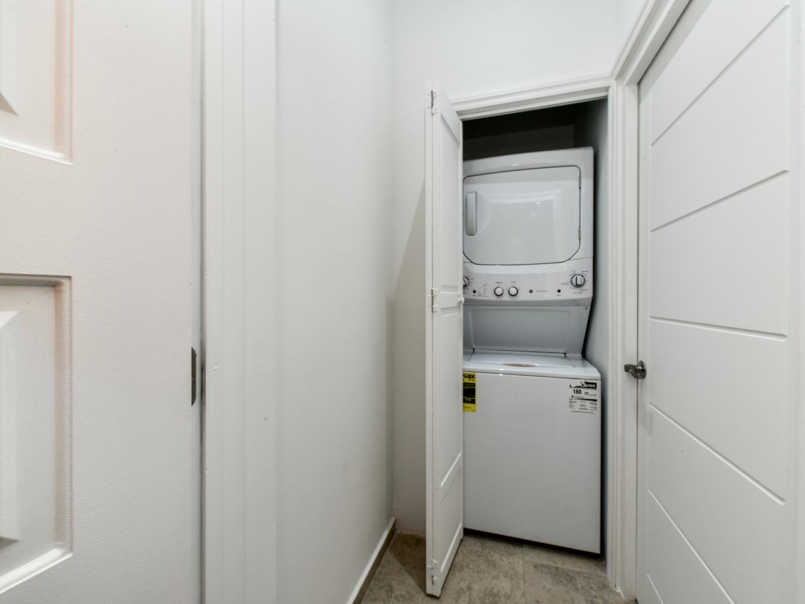 Experience ultimate convenience with our in-house washer and dryer. Whether it's a quick refresh or a full laundry day, keep your wardrobe ready for any adventure without ever leaving the comfort of your home-away-from-home.