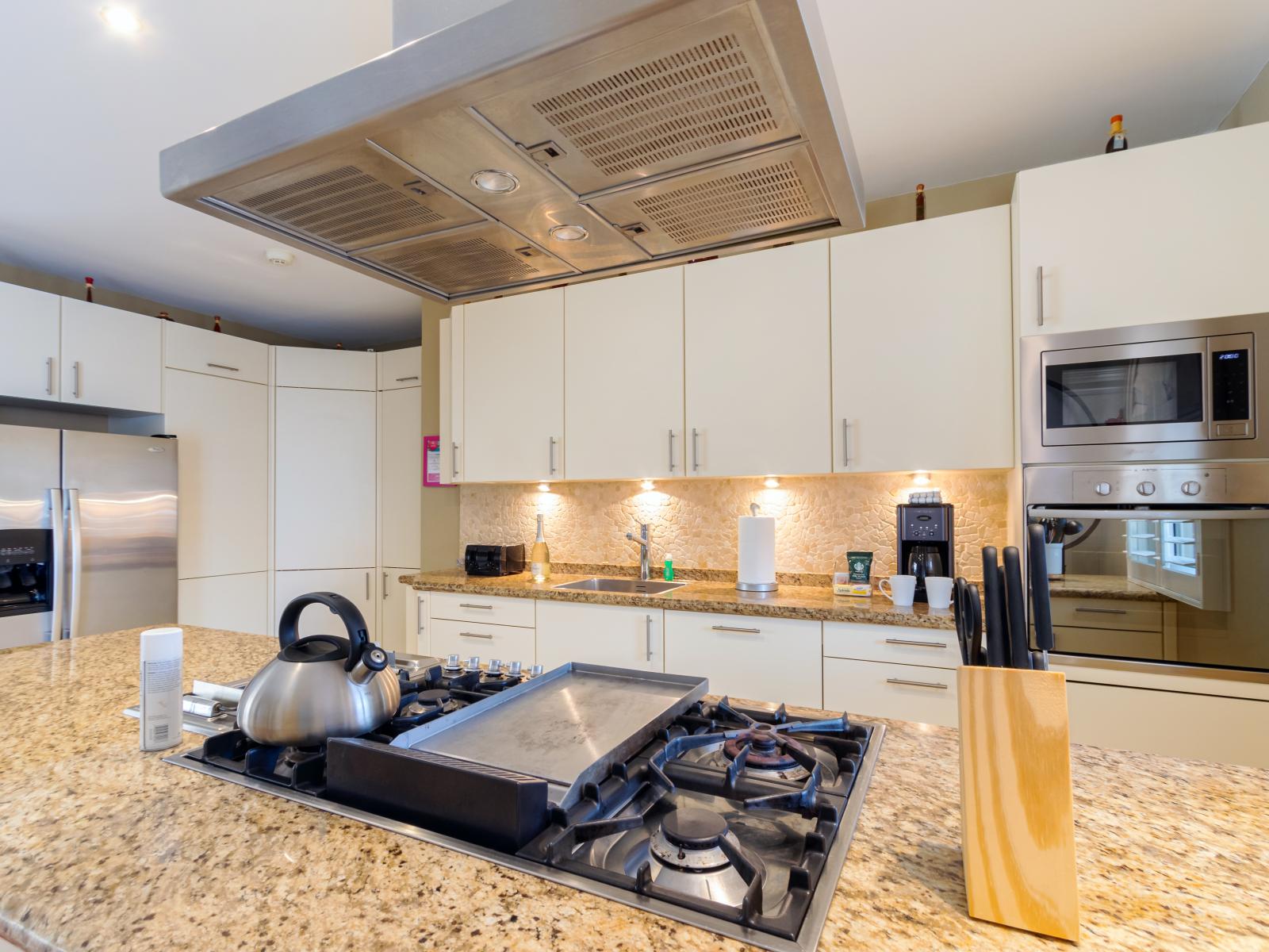 Luxurious Kitchen with stainless steel appliances - A kitchen that seamlessly combines style, functionality, and convenience - Elegant and coordinated color palette for a cohesive look - Thoughtful placement of kitchen essentials for easy access