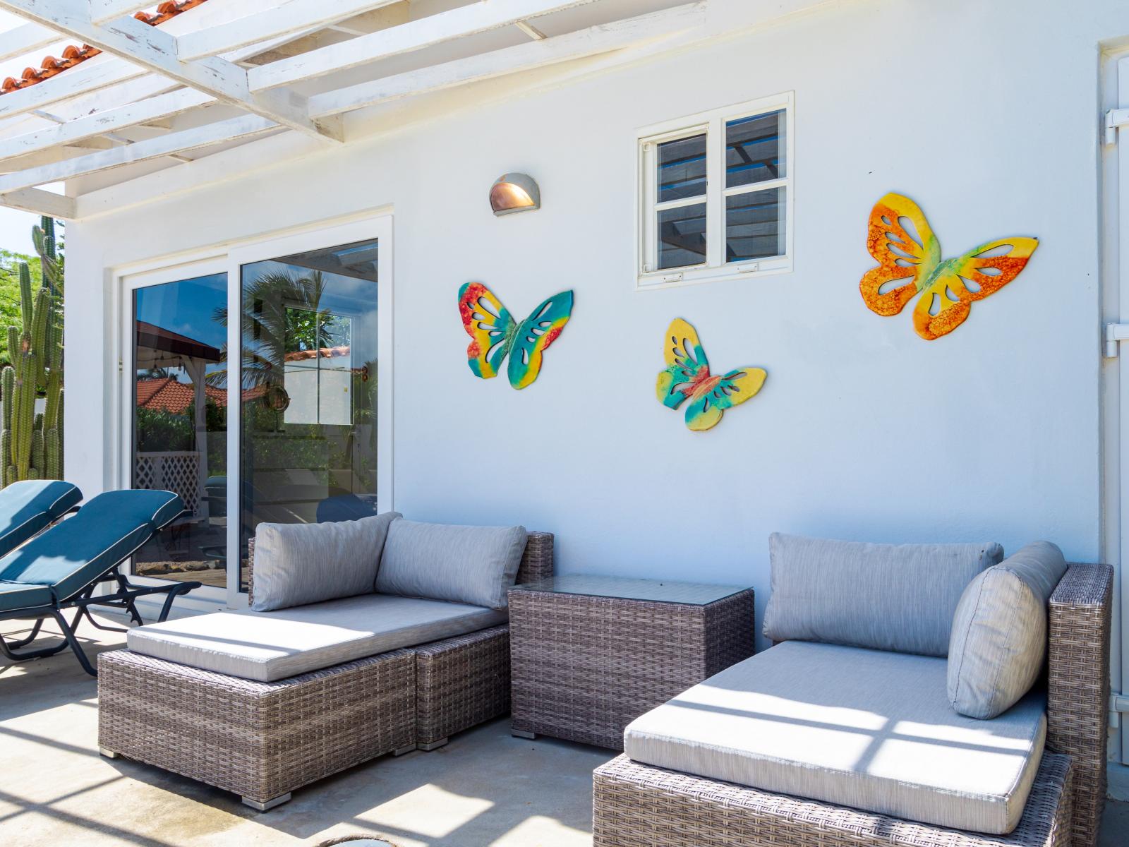 Experience outdoor living at its finest in our thoughtfully designed lounge area, perfect for soaking up the sunshine or enjoying evening breezes