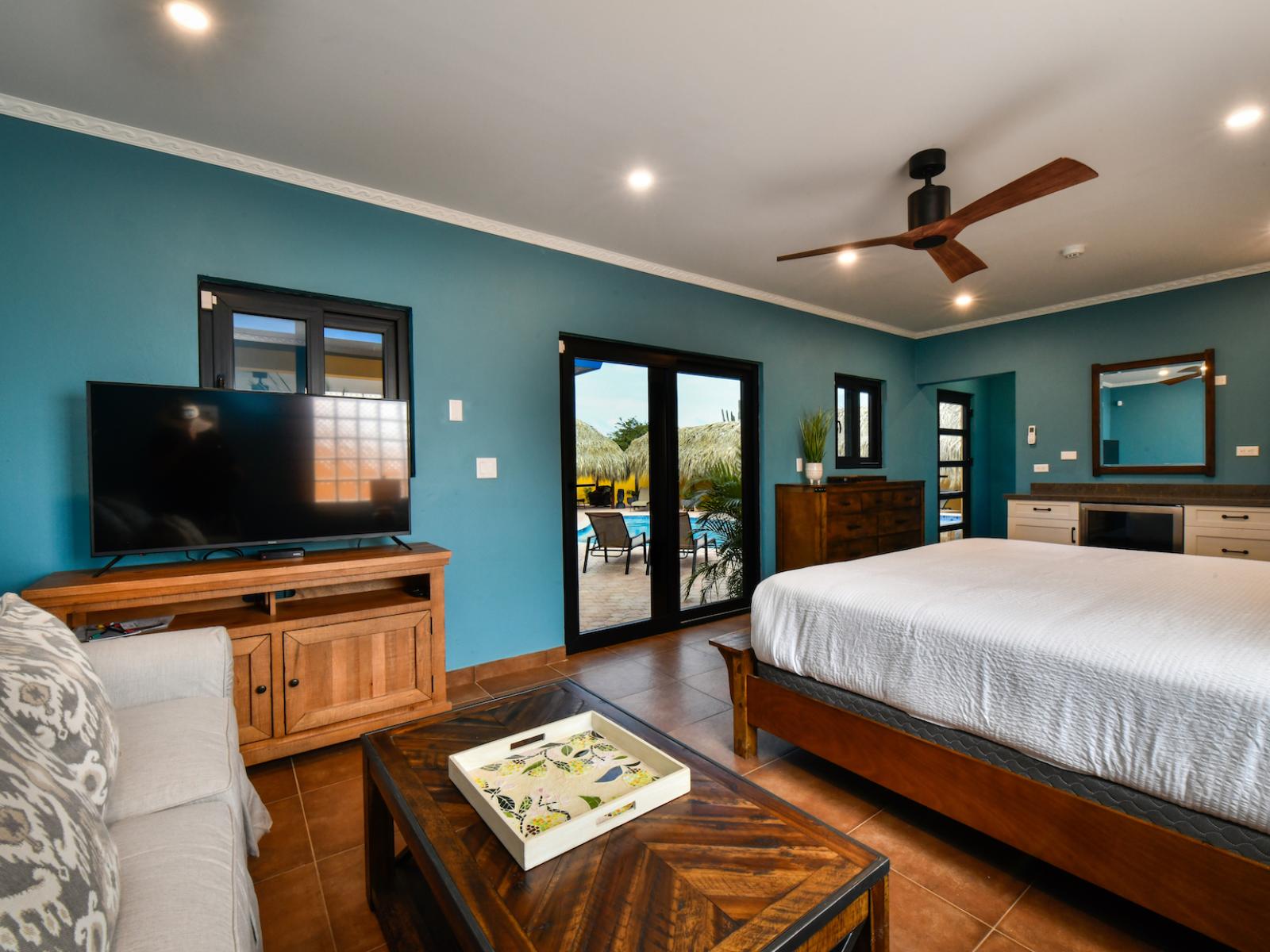 Your perfect retreat: our Master’s bedroom offers a smart TV and a comfortable lounge area.