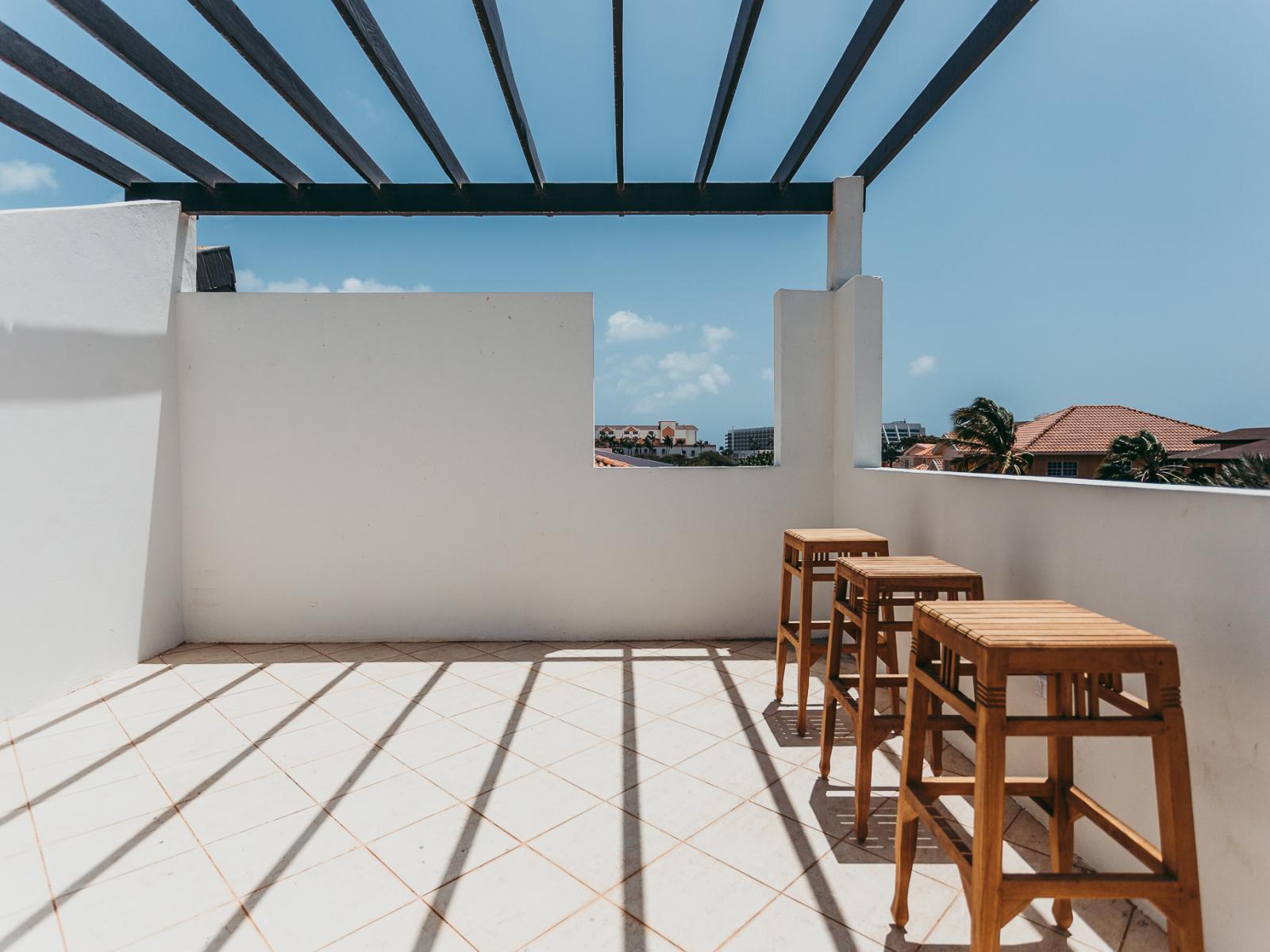 Rooftop terrace with gorgeous sunset views