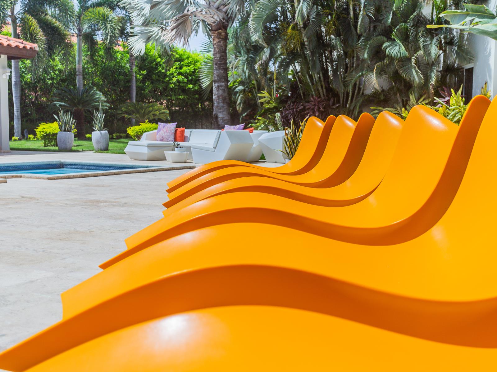 Indulge in the ultimate relaxation with our poolside lounging chairs. Bask in the warm sun, sip on refreshing drinks, and unwind in style as you soak up the serene ambiance of our outdoor oasis.