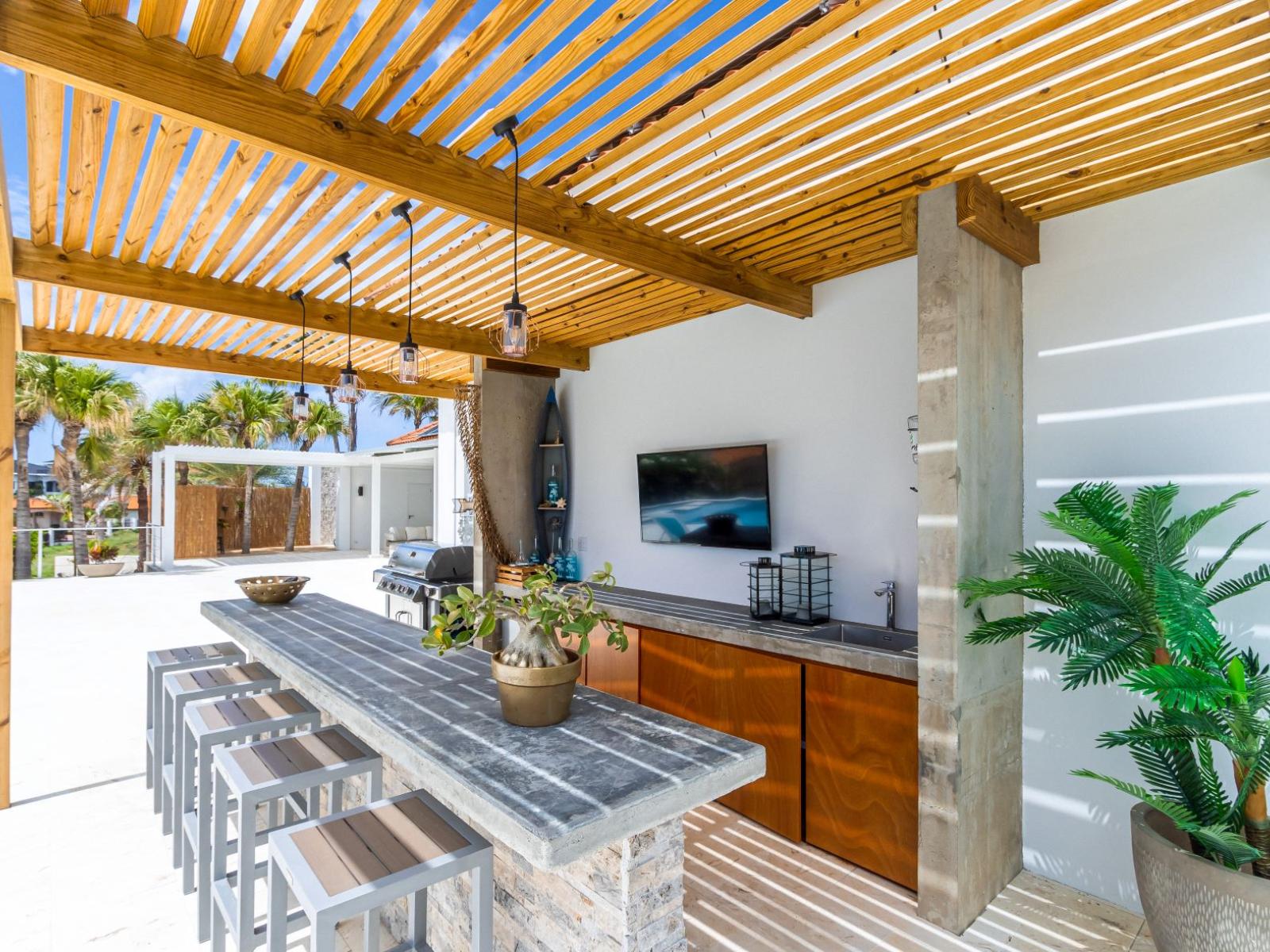 Pool bar with TV perfect for hosting