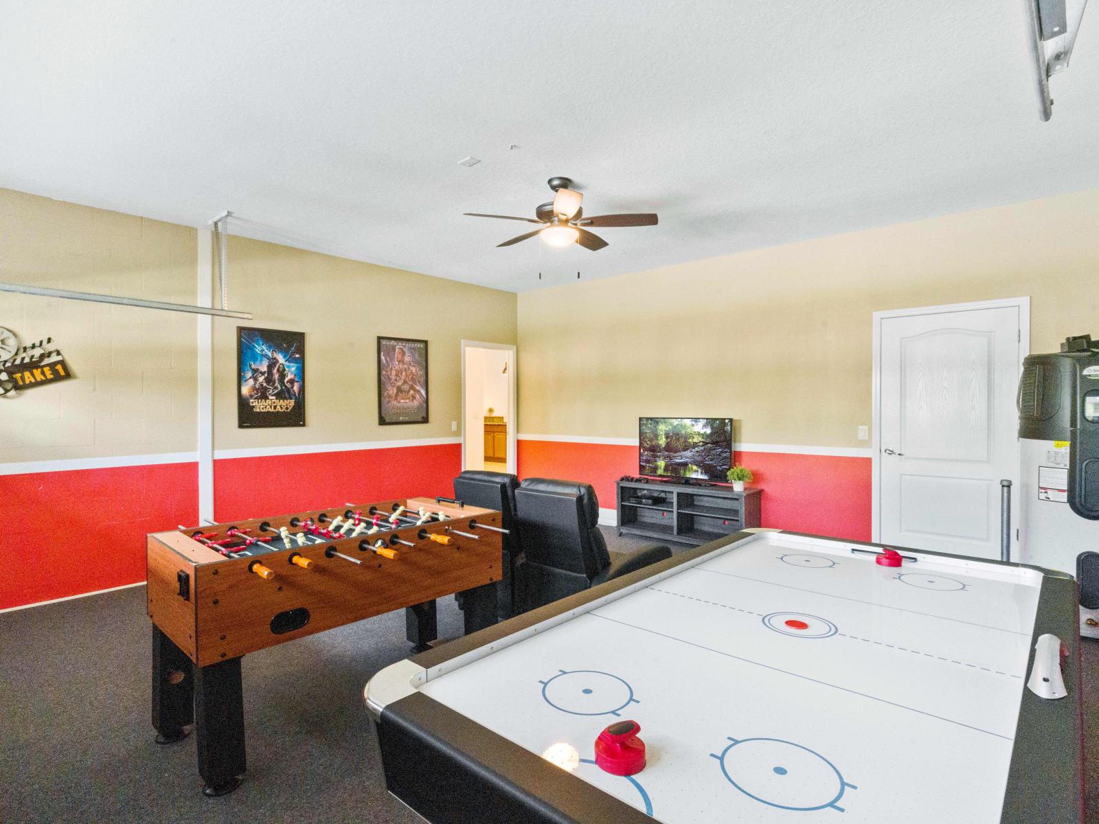 Fun and relaxing game room that will surely give you a fantastic stay.