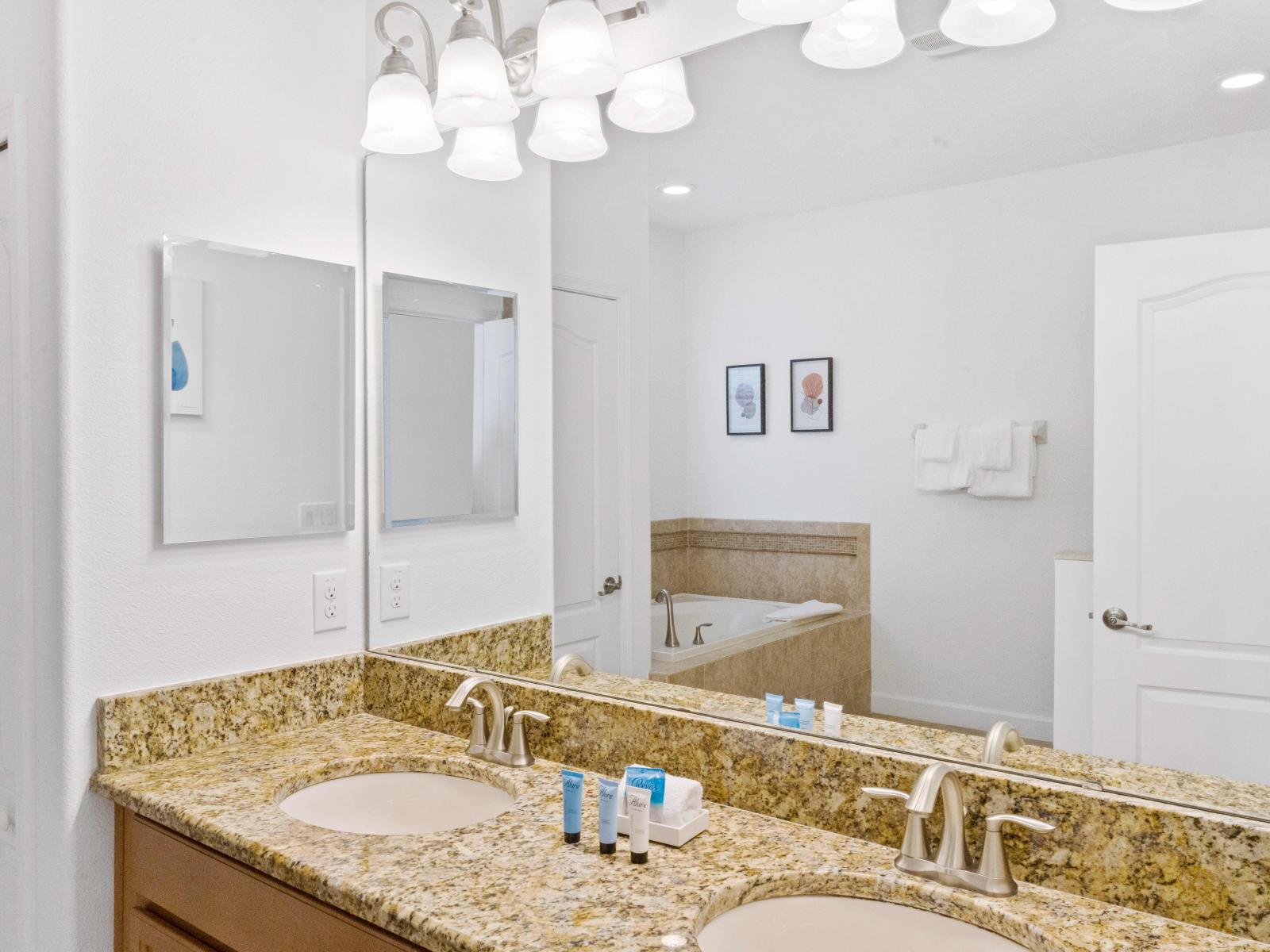 Experience the epitome of self-care and sophistication in our meticulously designed vanity area, where every detail exudes elegance and functionality.