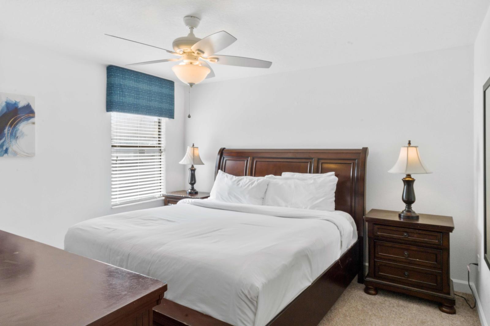 Timeless Elegance: Immerse yourself in the classic charm of our tastefully decorated bedroom, offering a timeless escape.