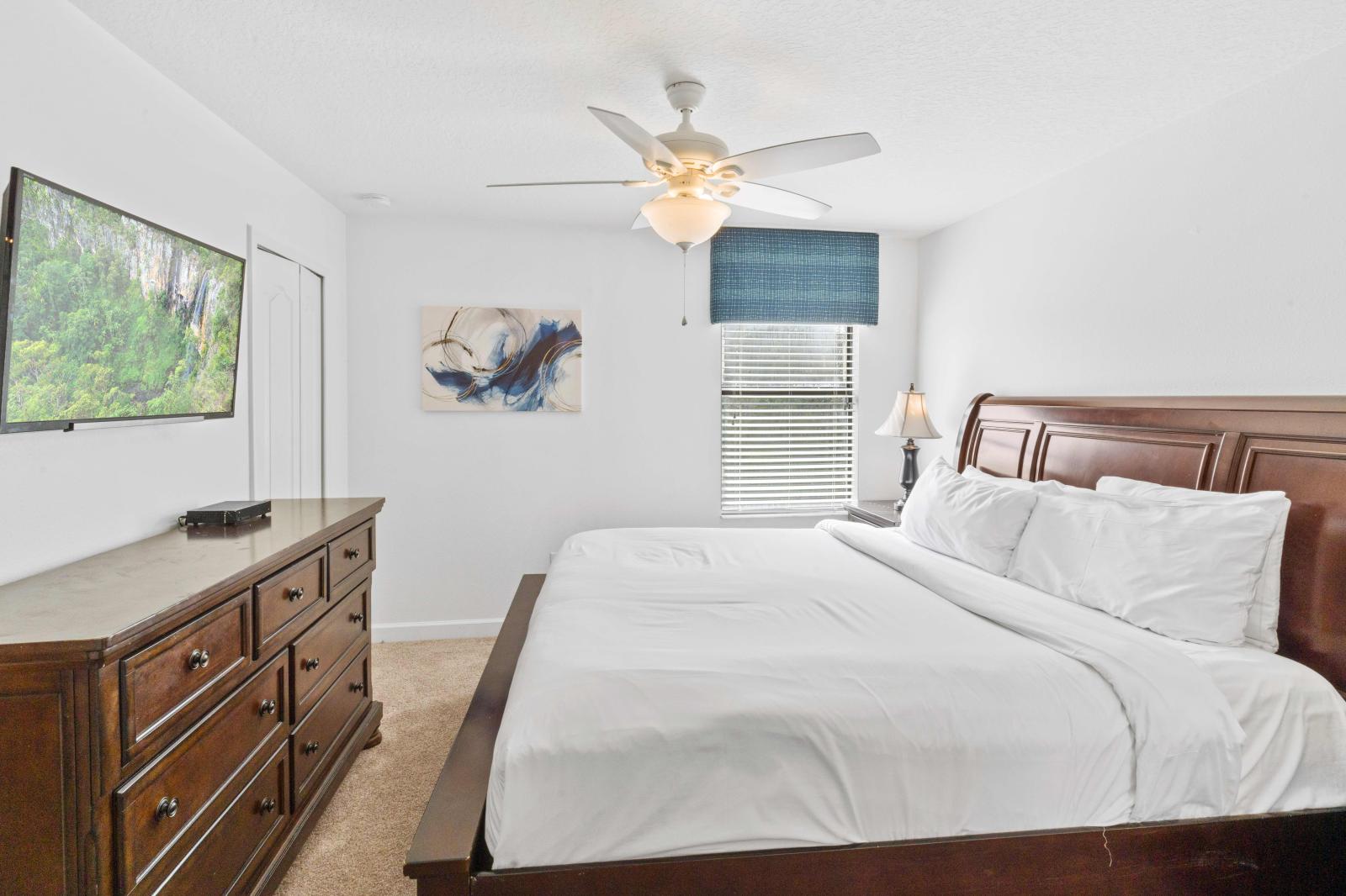 Timeless Elegance: Immerse yourself in the classic charm of our tastefully decorated bedroom, offering a timeless escape.