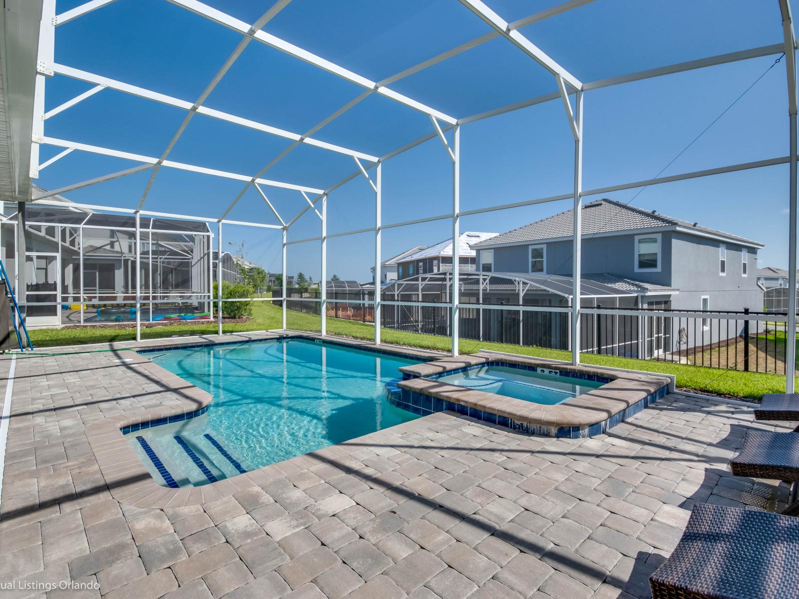 Stunning Private Pool Area of the Home in Davenport Florida - Out on the patio area, you will find a large private swimming pool  - Everyone can cool off after a long day out at the parks