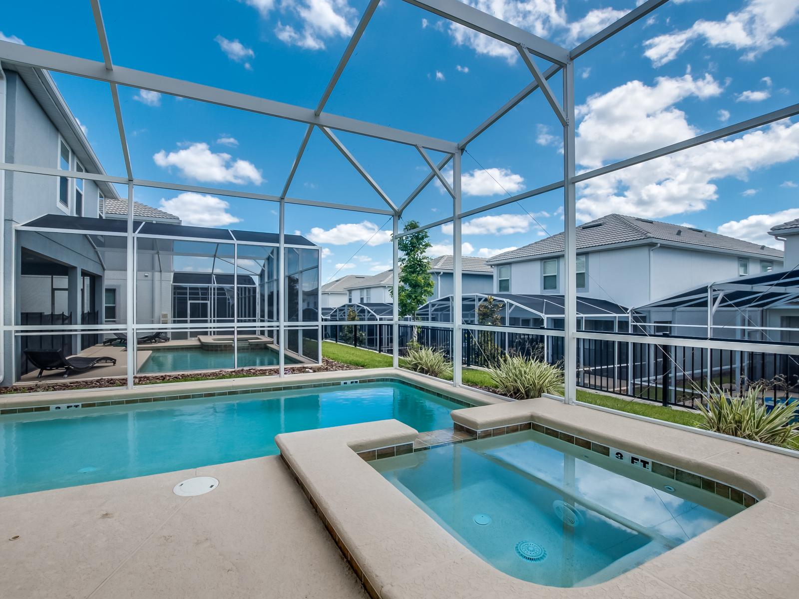 Refreshing Pool Area of the Home in Davenport Florida - Soak up the sun and let the good vibes flow  - Amazing elevated pool area - A serene escape where you can unwind and rejuvenate in style