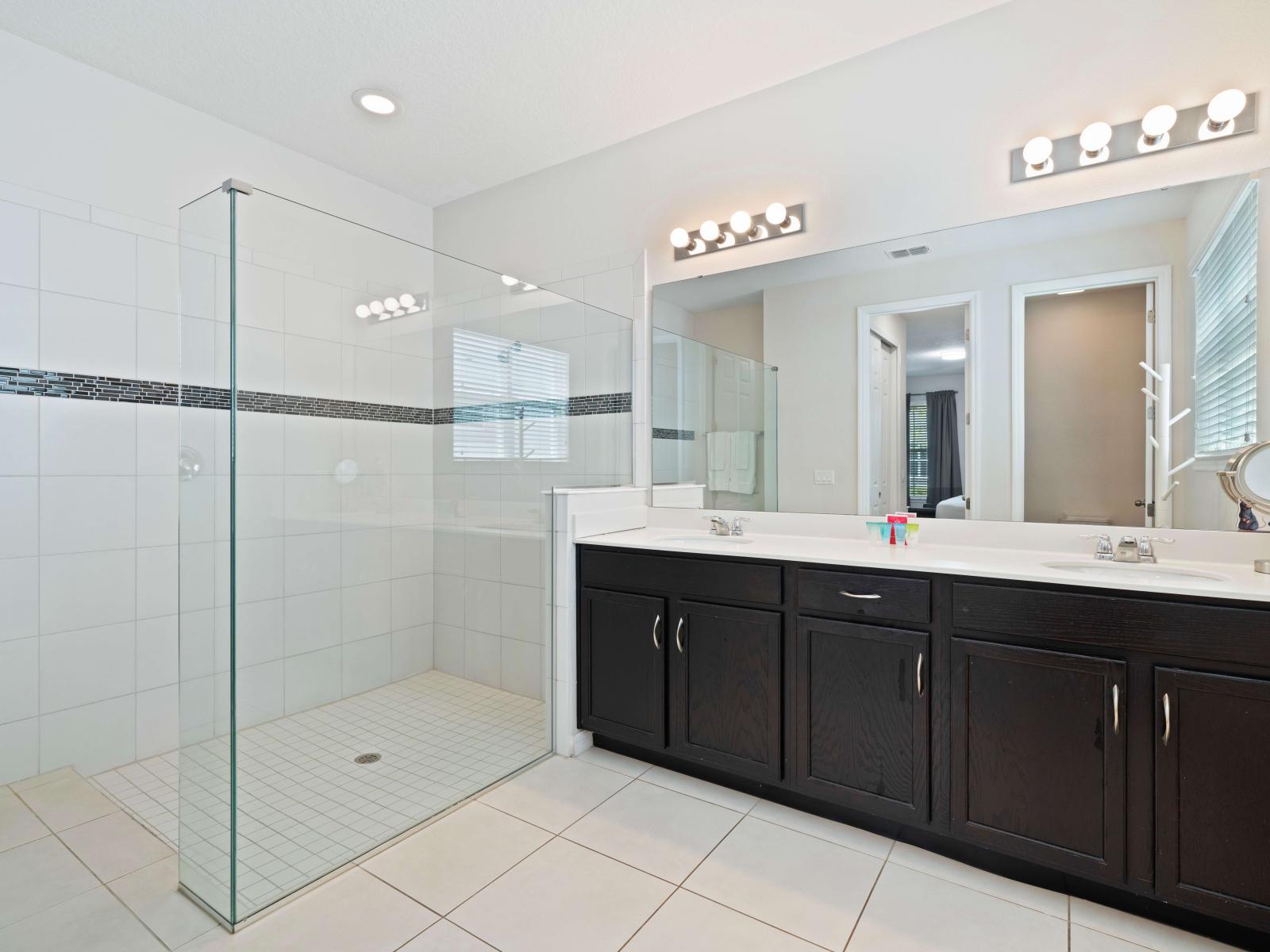 Bathroom 1 with a walk-in shower