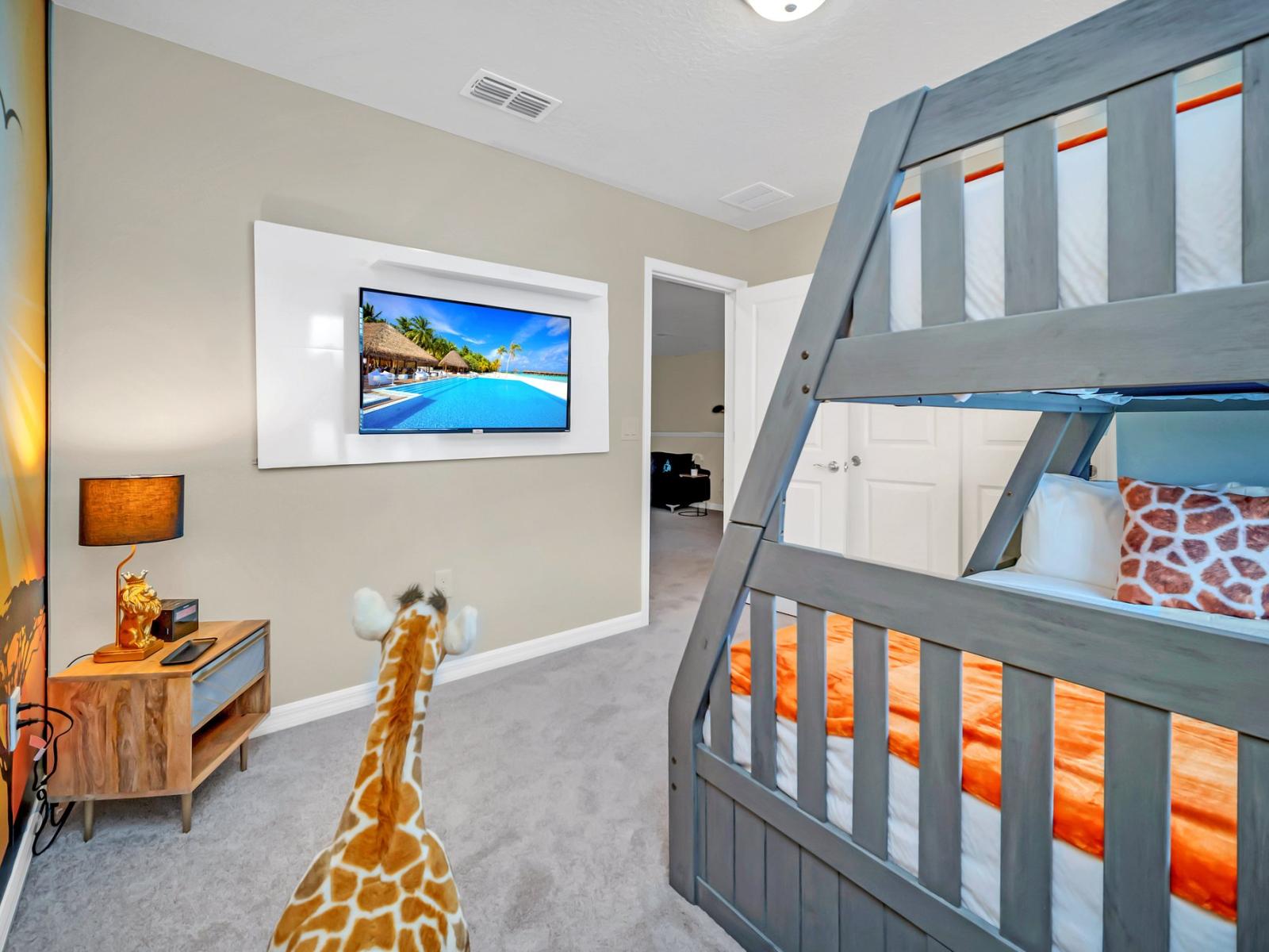 Endless fun: Bunk beds and their own TV make this room a kid's paradise!