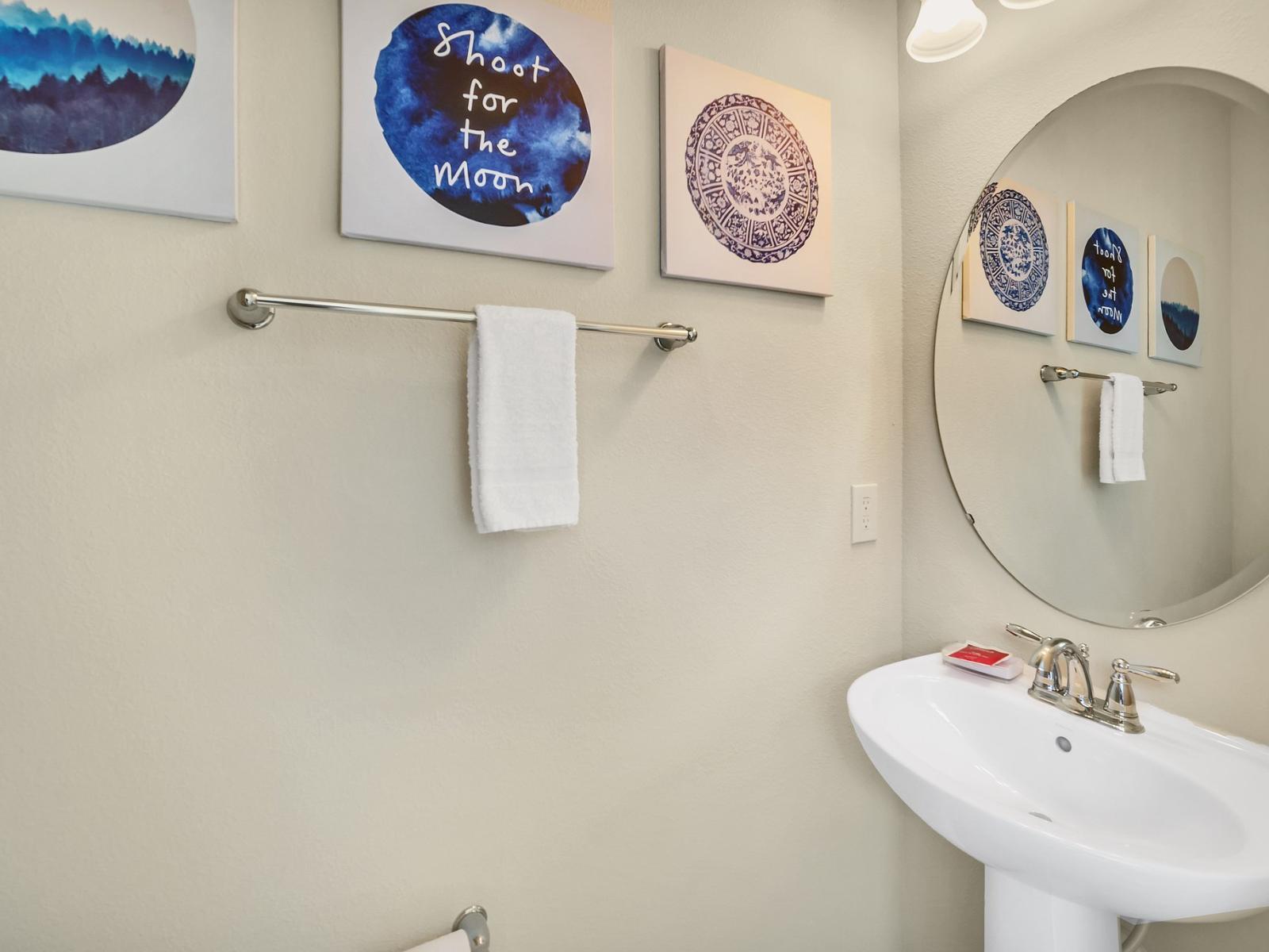 Pamper yourself in style: Our sleek bathroom is your oasis of tranquility.