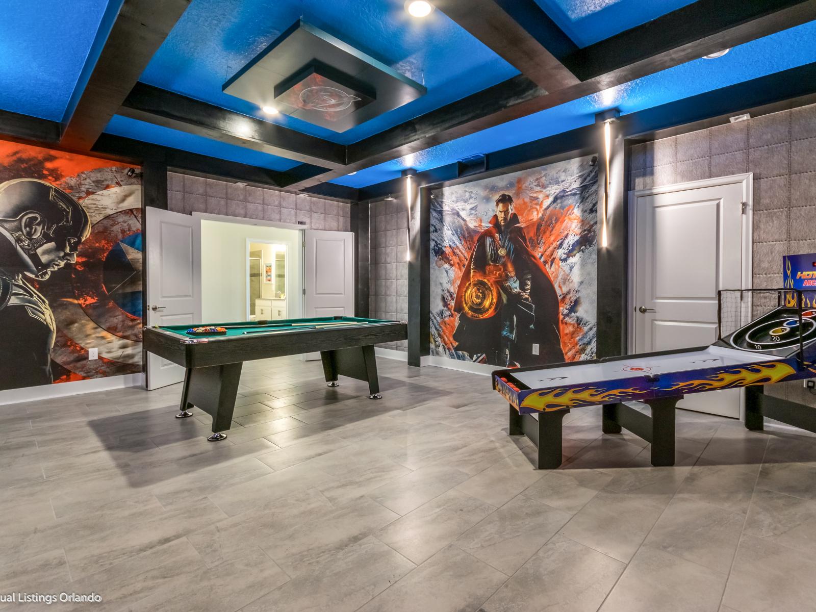 Unleash Your Inner Superhero: Dive into Adventure in Our Marvel-Themed Game Room, Where Every Game is a Heroic Quest.