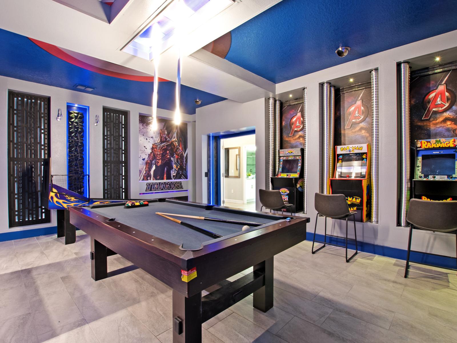 Endless entertainment in your man cave: From the pool table to other fun activities, boredom is not an option.