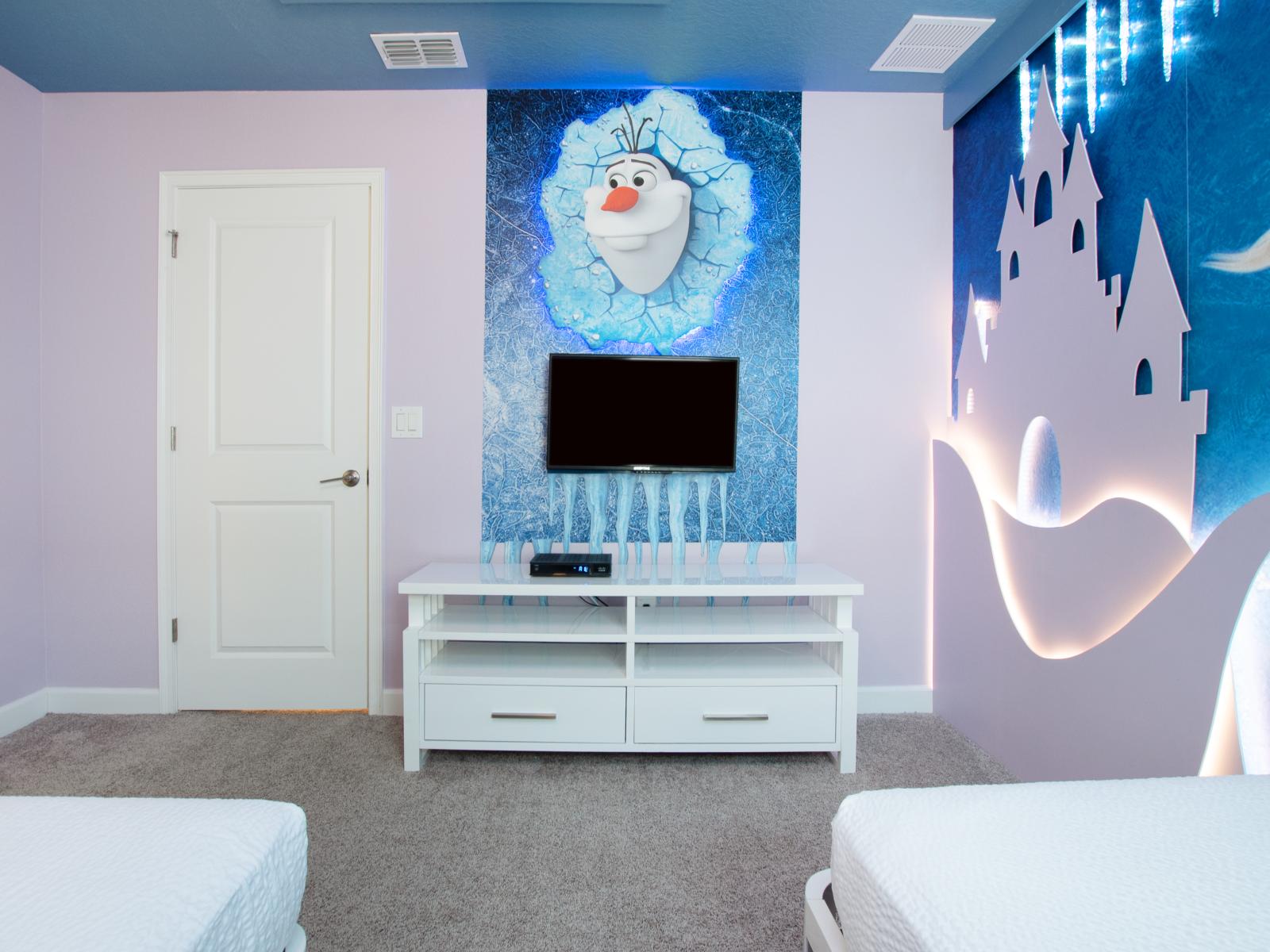 Chill out in our enchanted Frozen themed bedroom – a winter wonderland for every young princess and prince.