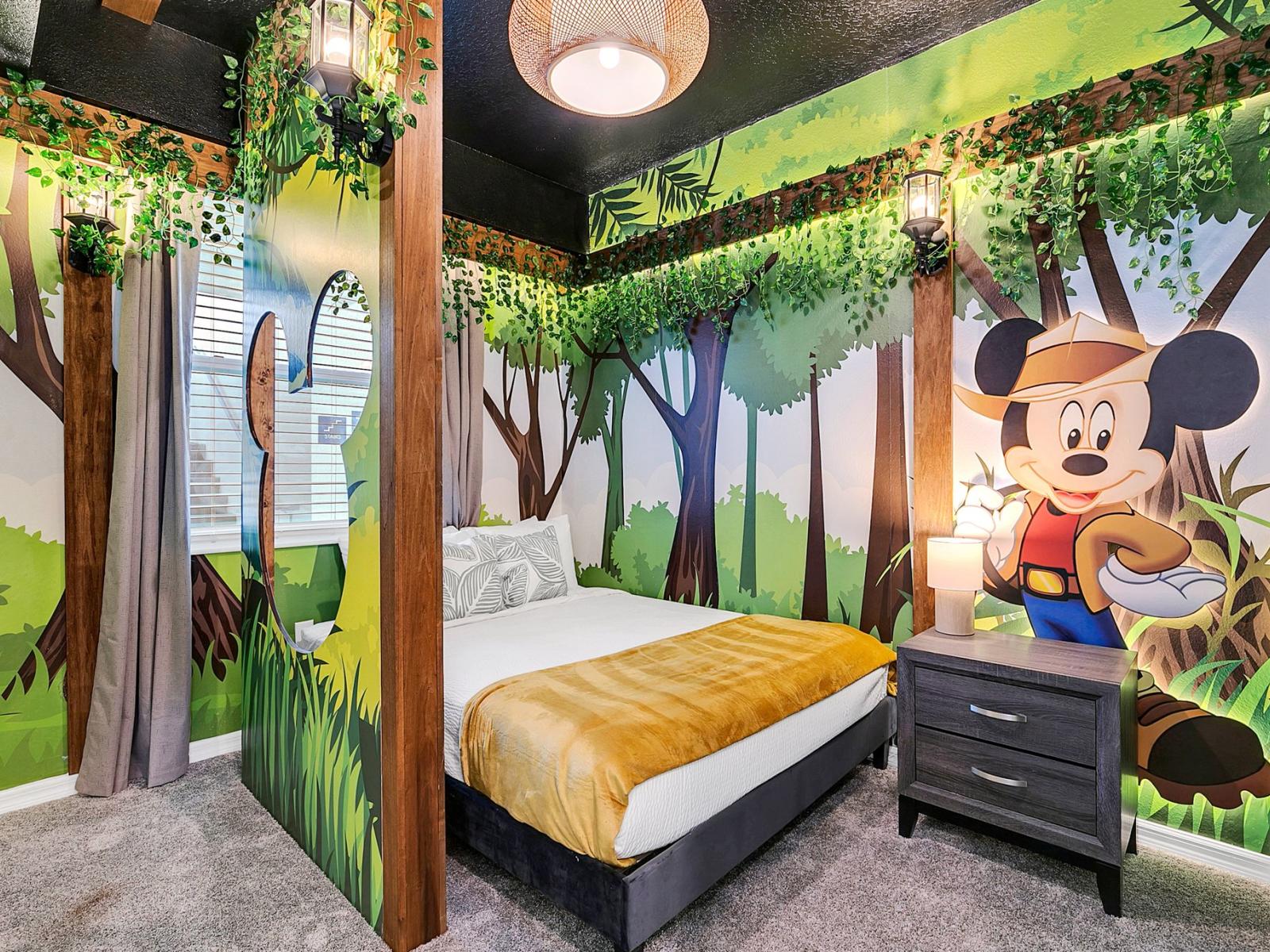 Step into the world of mickey mouse in this playful themed bedroom of the condo in Kissimmee Florida - Experience the joy of childhood nostalgia in our charming Mickey Mouse  - Offering plenty of space with inviting double bed