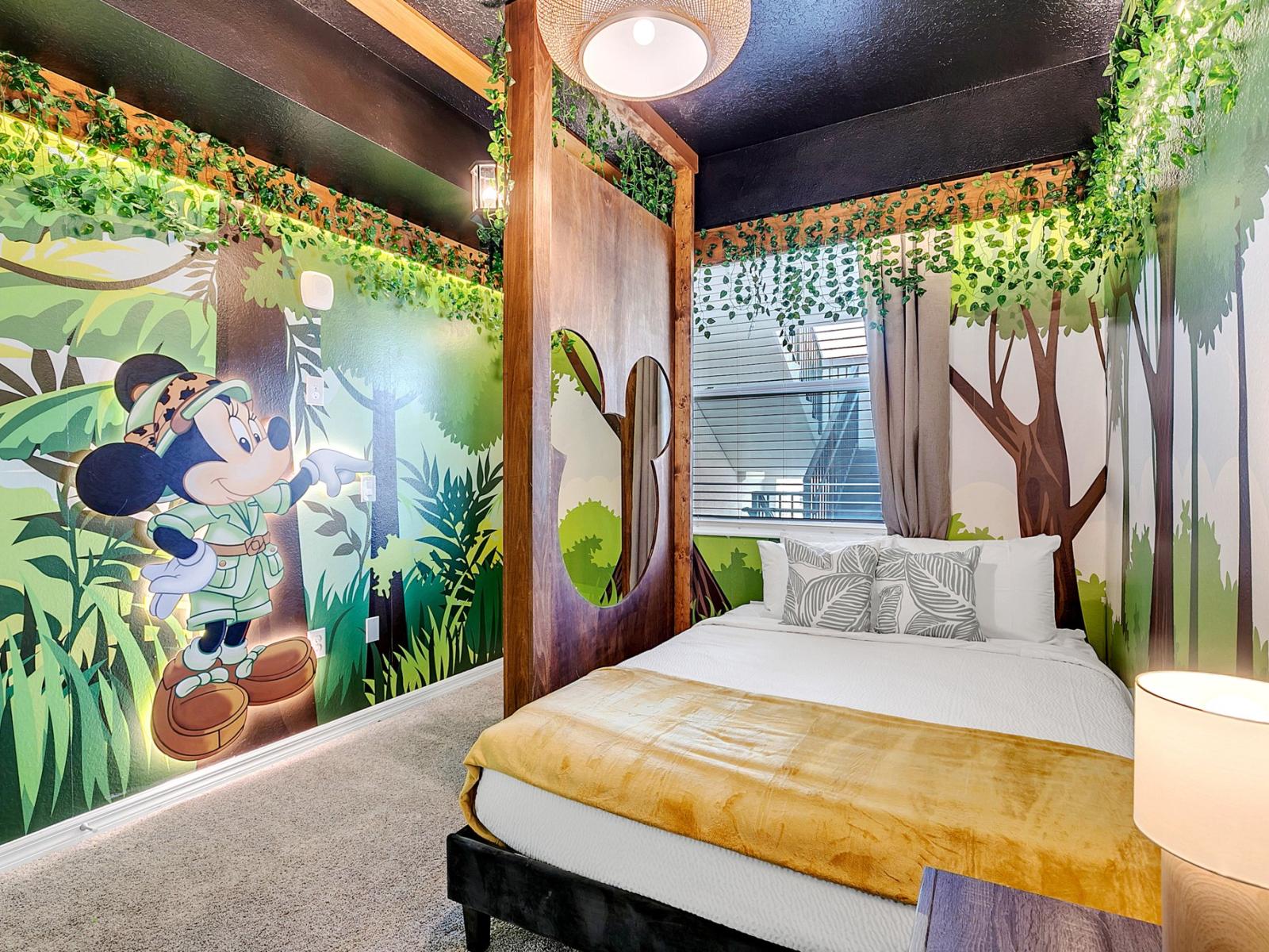 Mickey Mouse Nature-Themed Bedroom: Where Whimsical Magic Meets the Tranquility of the Great Outdoors.